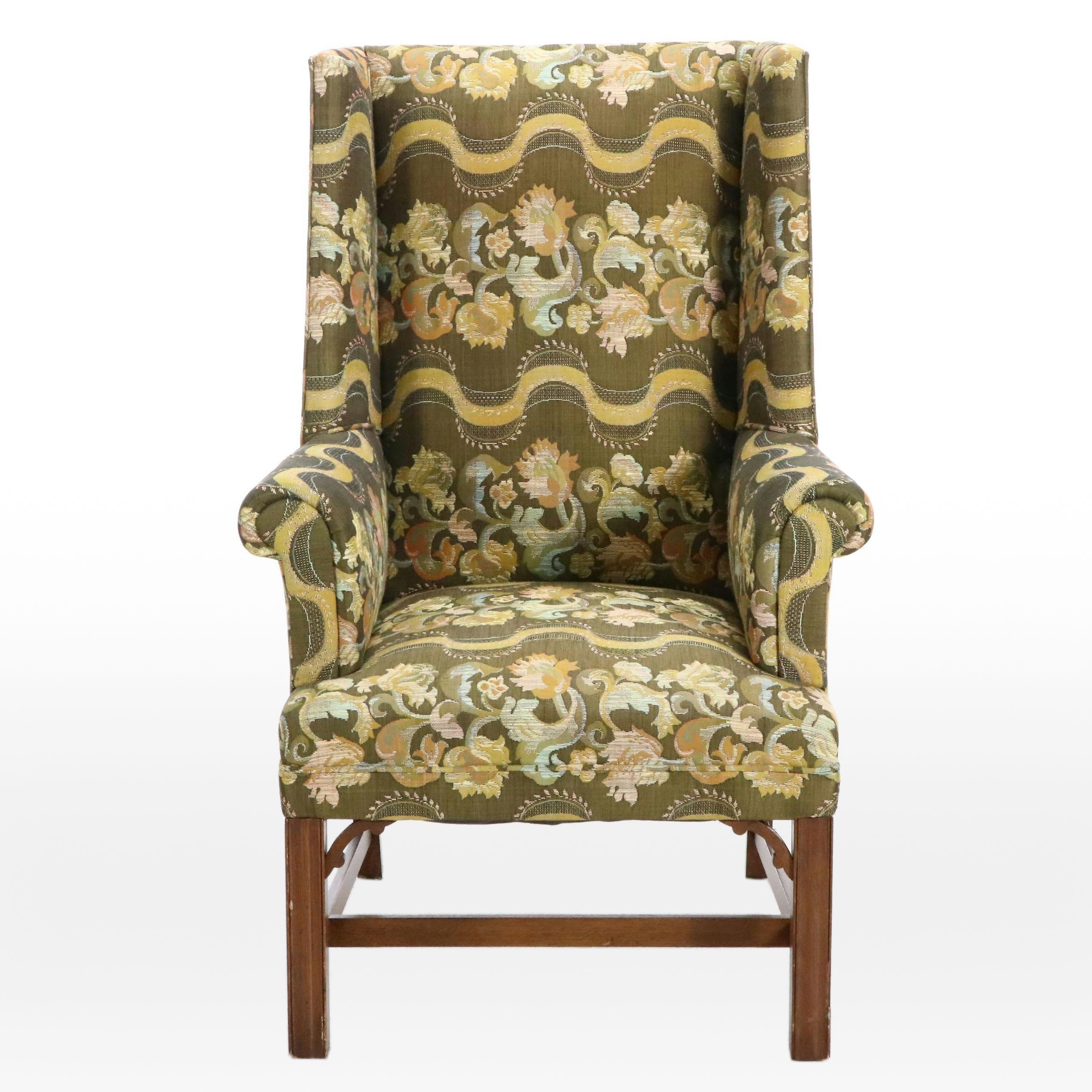 Federal Style Upholstered Wingback Chair, Mid-20th Century