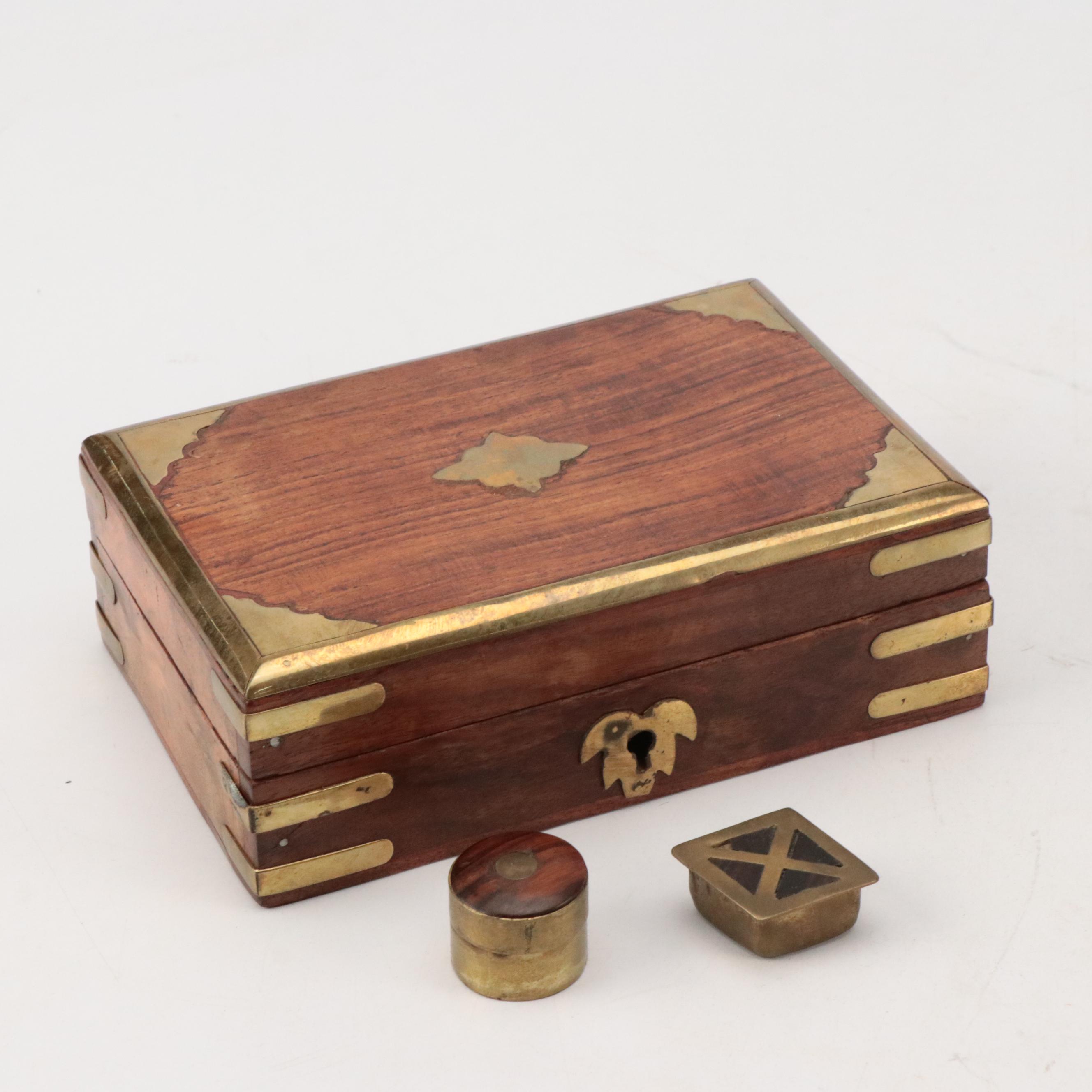 Indian Style Rosewood and Metal with Other Boxes and Décor, 20th Century