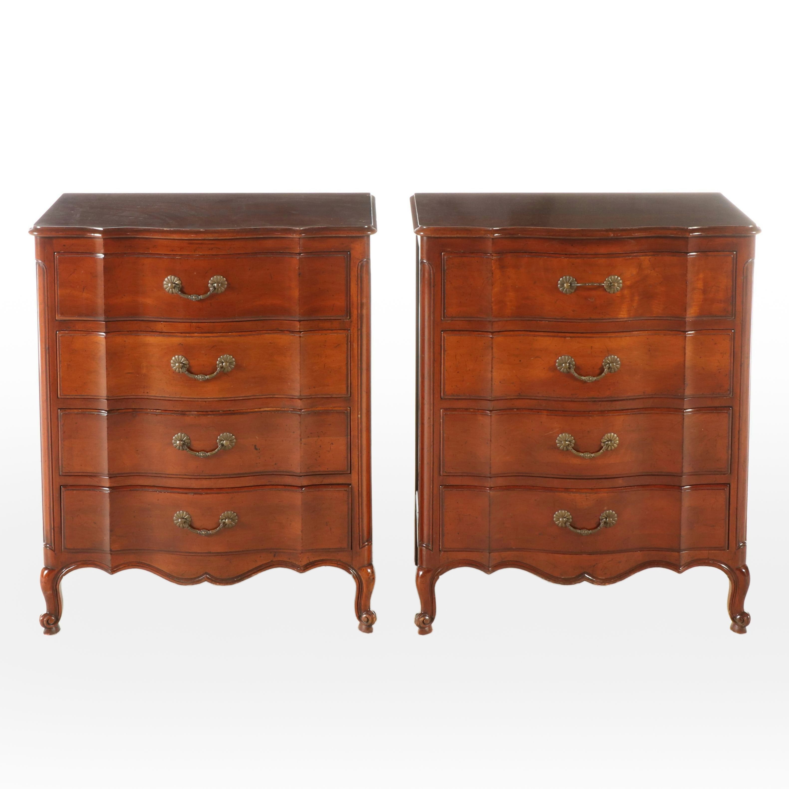 Pair of French Provincial Style Cherry Nightstands, Mid to Late 20th Century