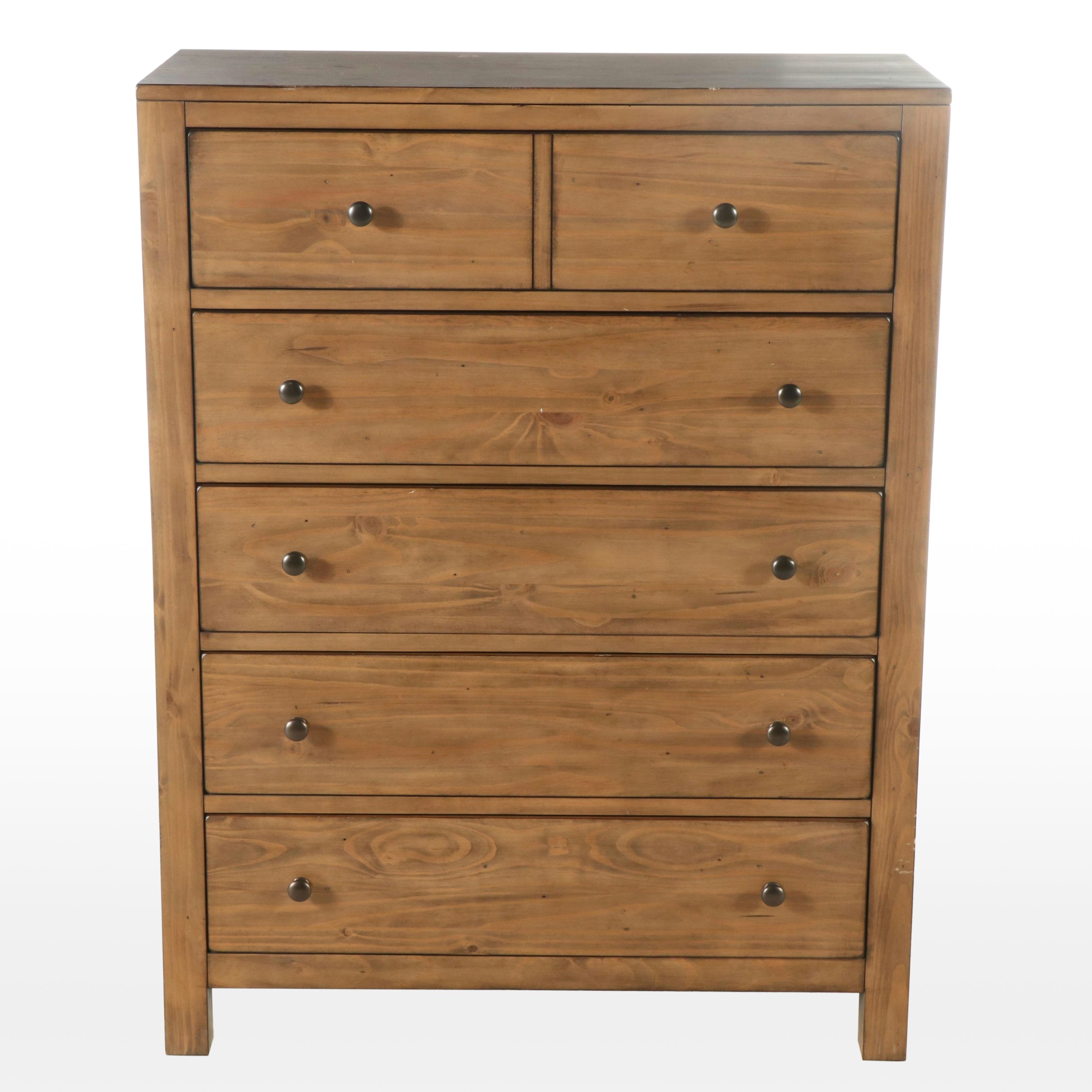 Contemporary Six-Drawer Wooden Chest
