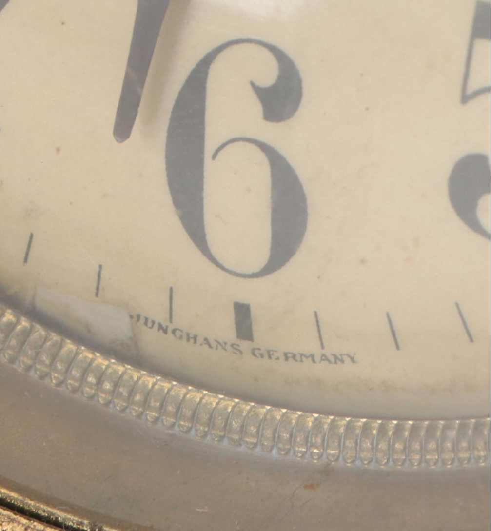 Junghans German Oak Mantel Clock with Mid Century Modern Style Weather Station