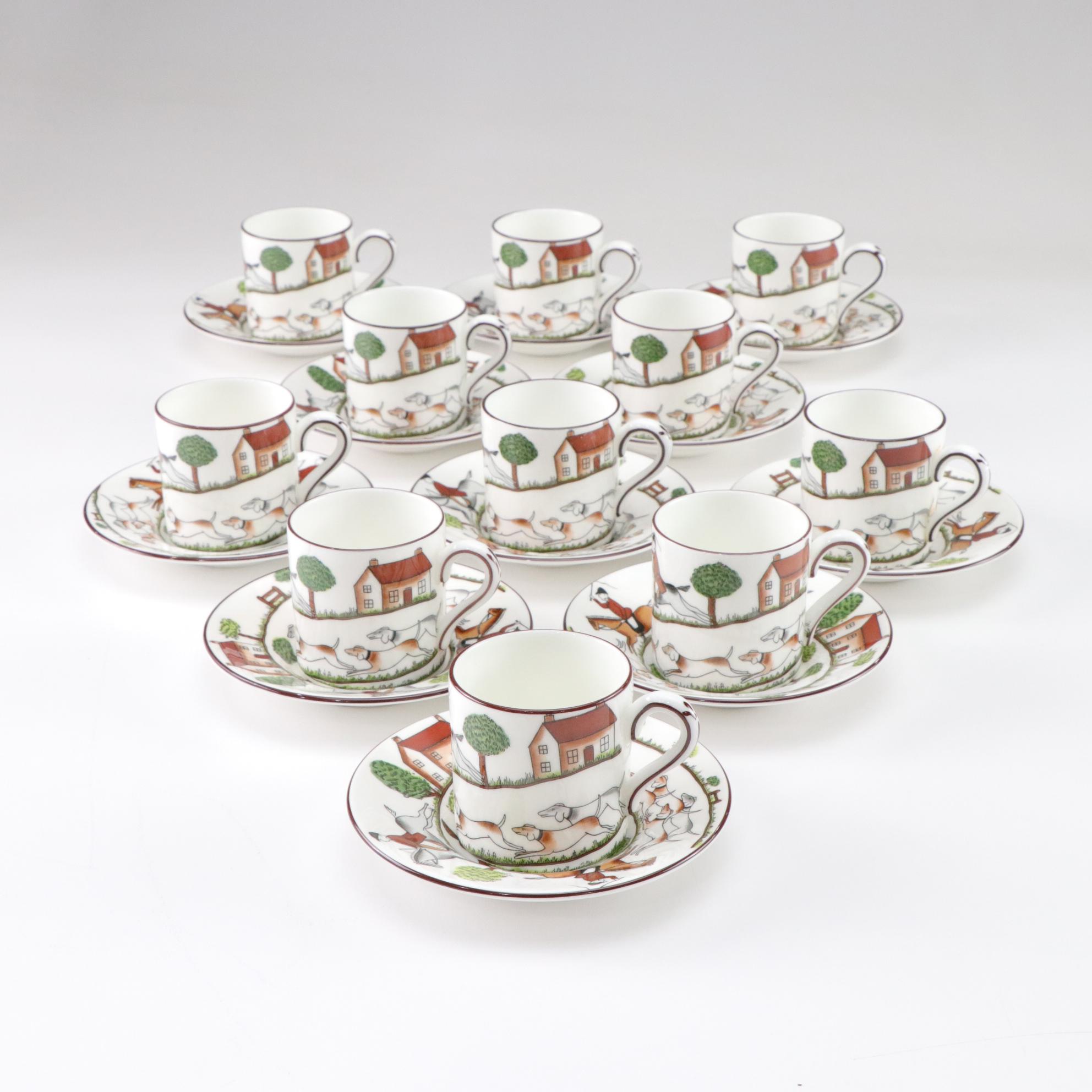 Coalport Bone China "Hunting Scene" Coffee Service and Plates