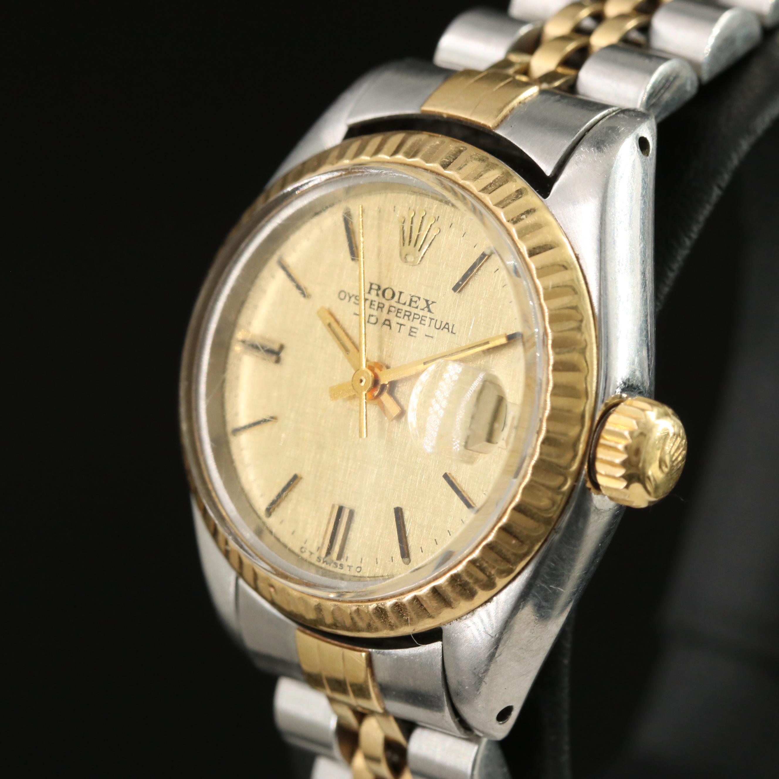 1980 Rolex Sigma Linen Dial Oyster Perpetual Date Watch