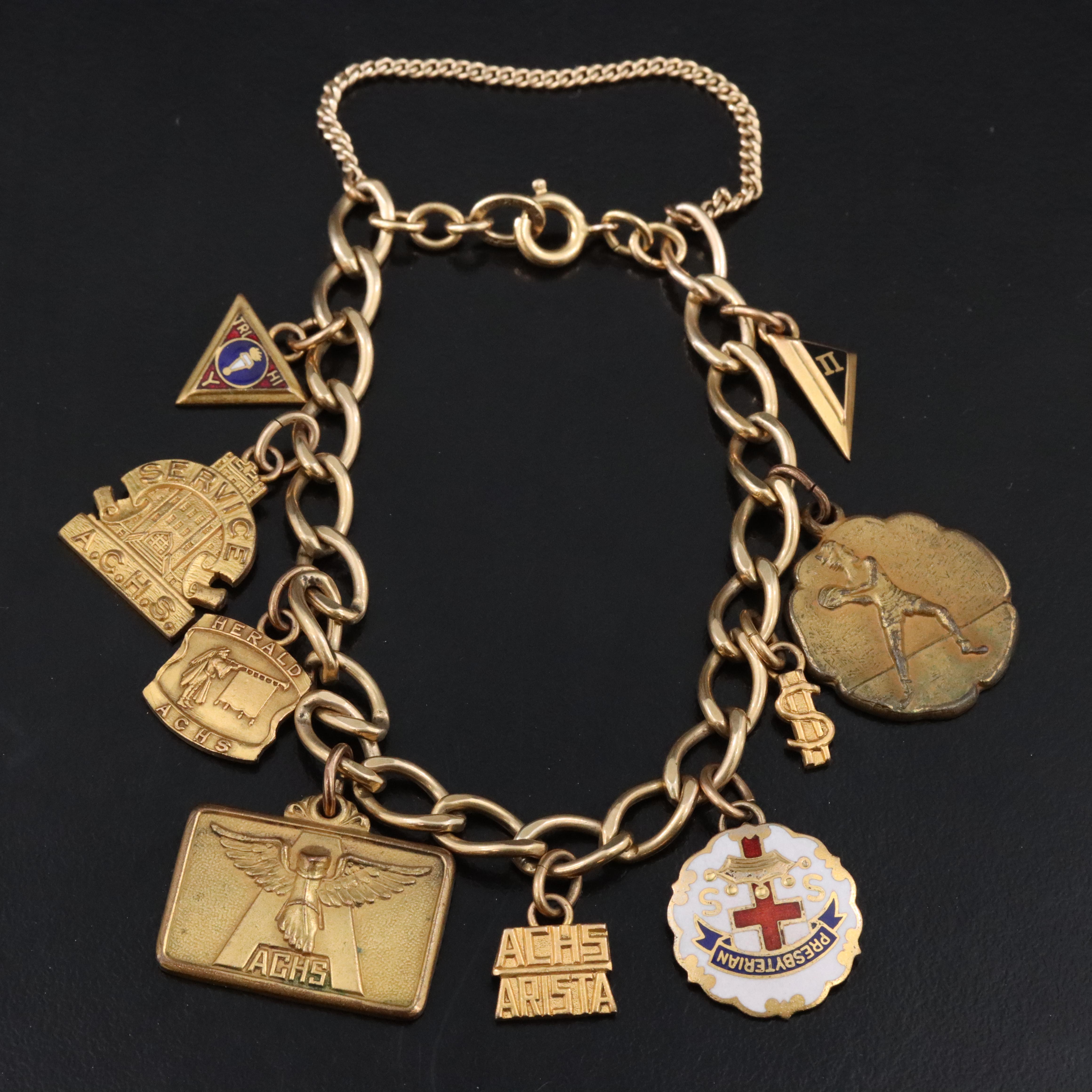 Vintage Gold-Filled Charm Bracelet