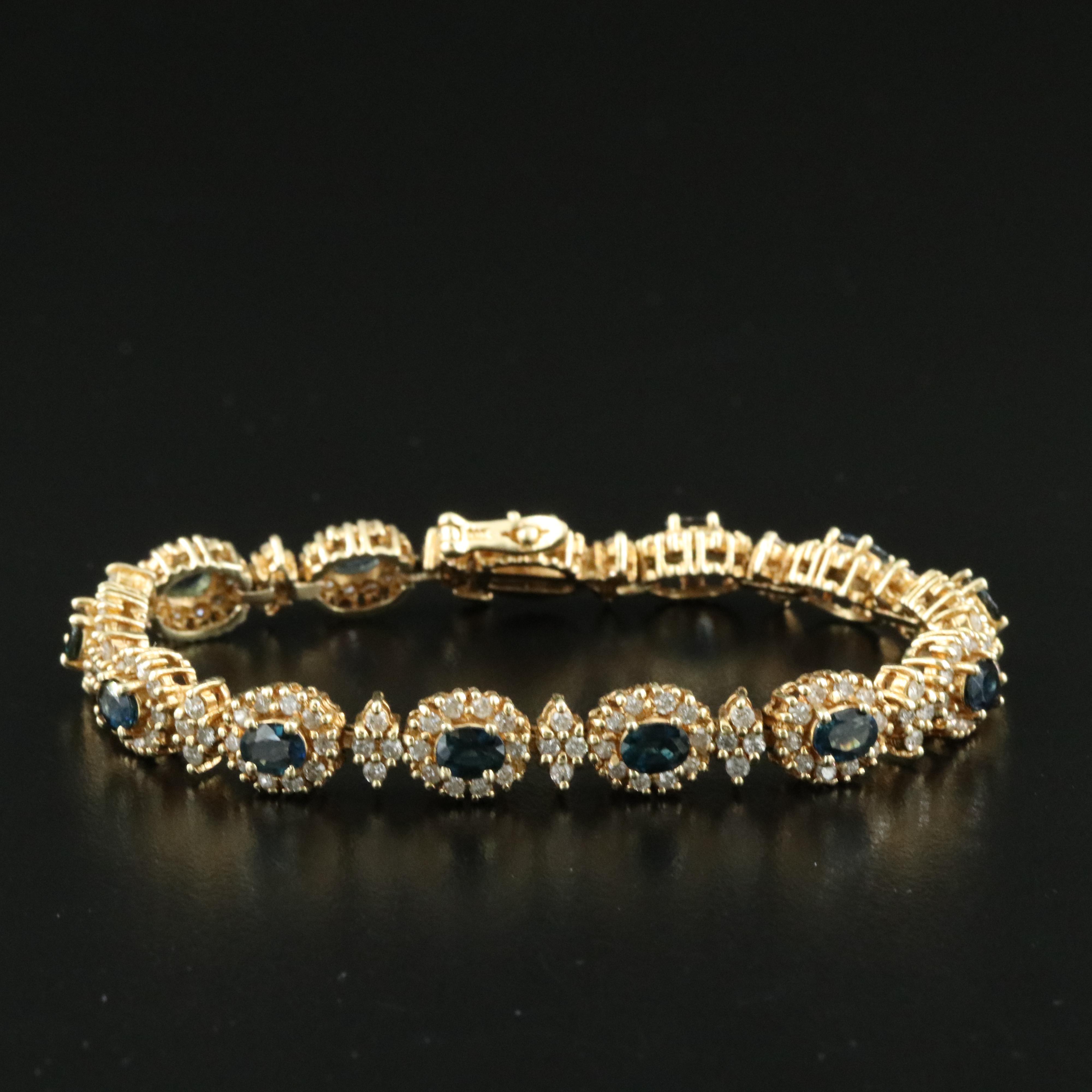 14K Sapphire and 3.02 CTW Diamond Bracelet