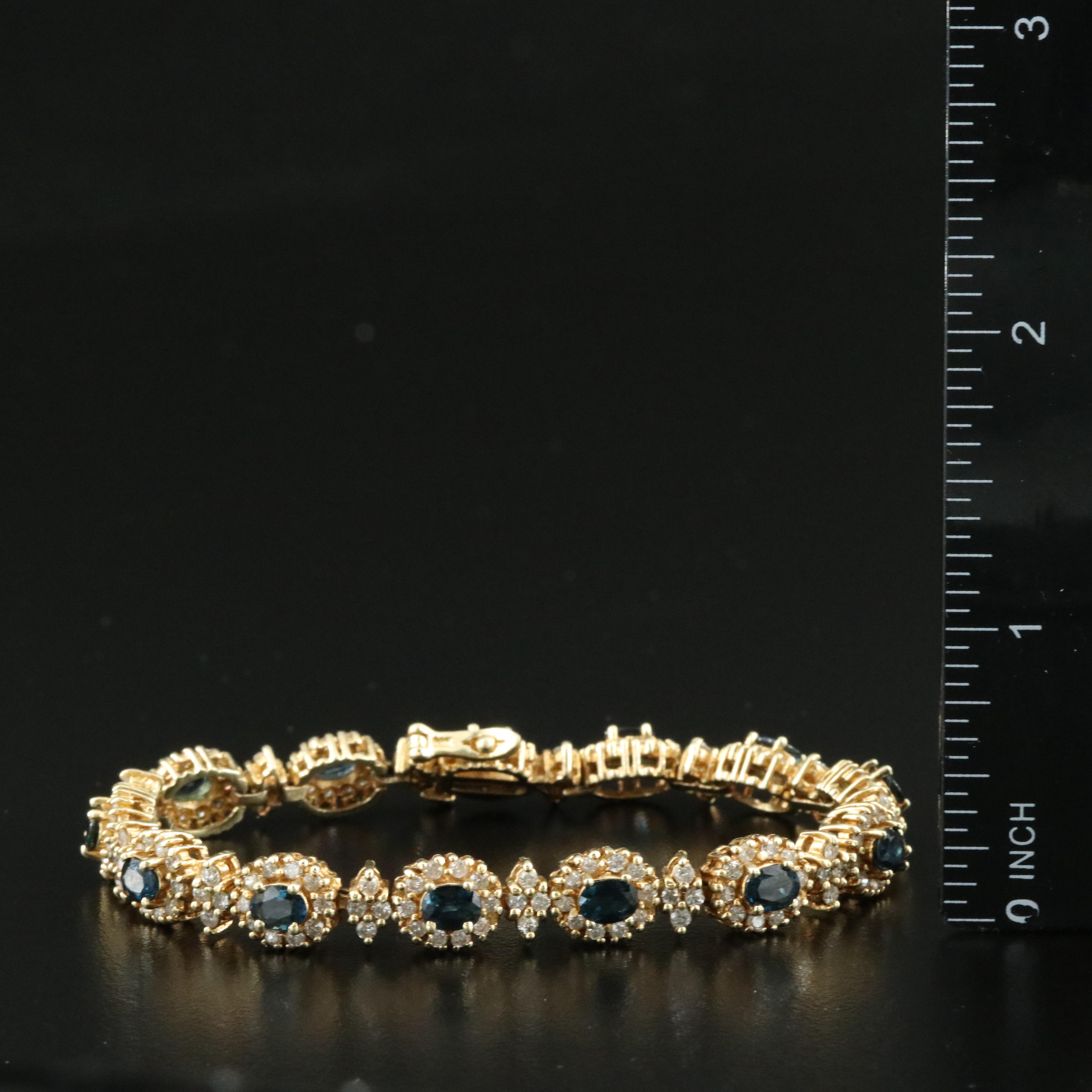 14K Sapphire and 3.02 CTW Diamond Bracelet