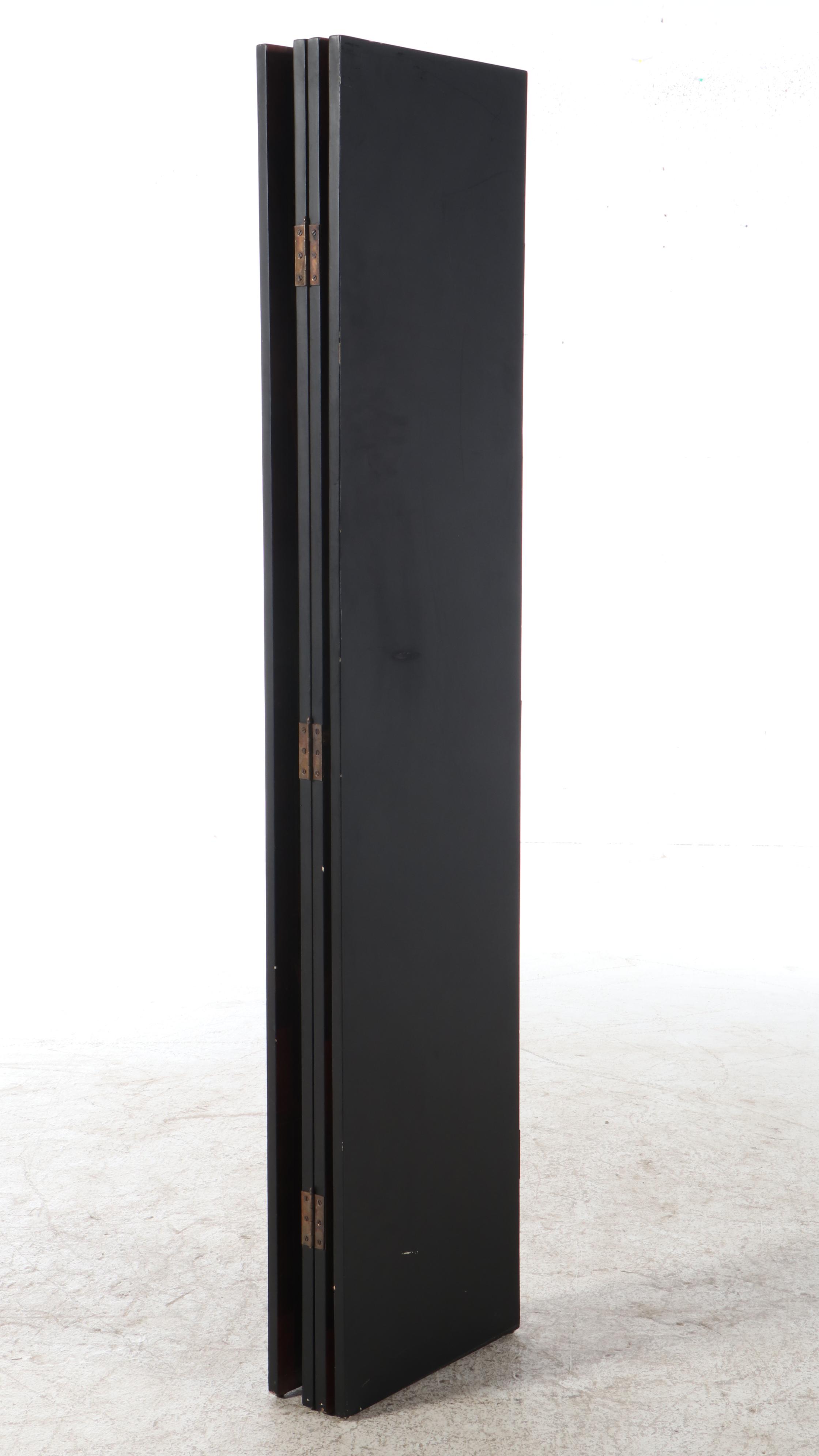 Sarreid Ltd. Paint-Decorated Four-Panel Trompe-L'oeil Bookcase Screen