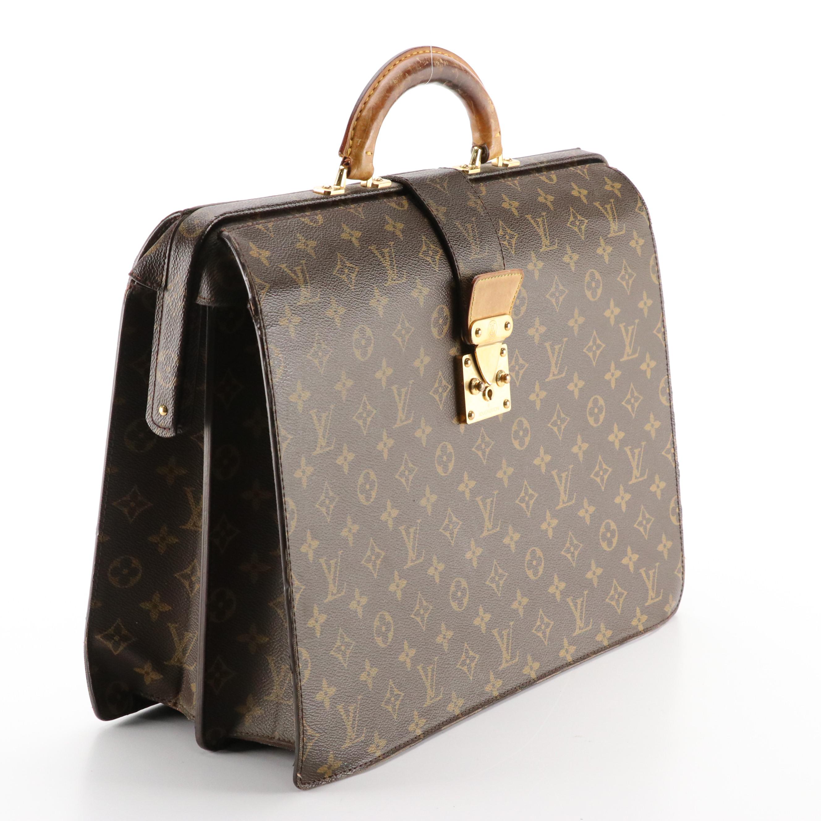 Louis Vuitton Serviette Fermoir Briefcase in Monogram Canvas and Leather