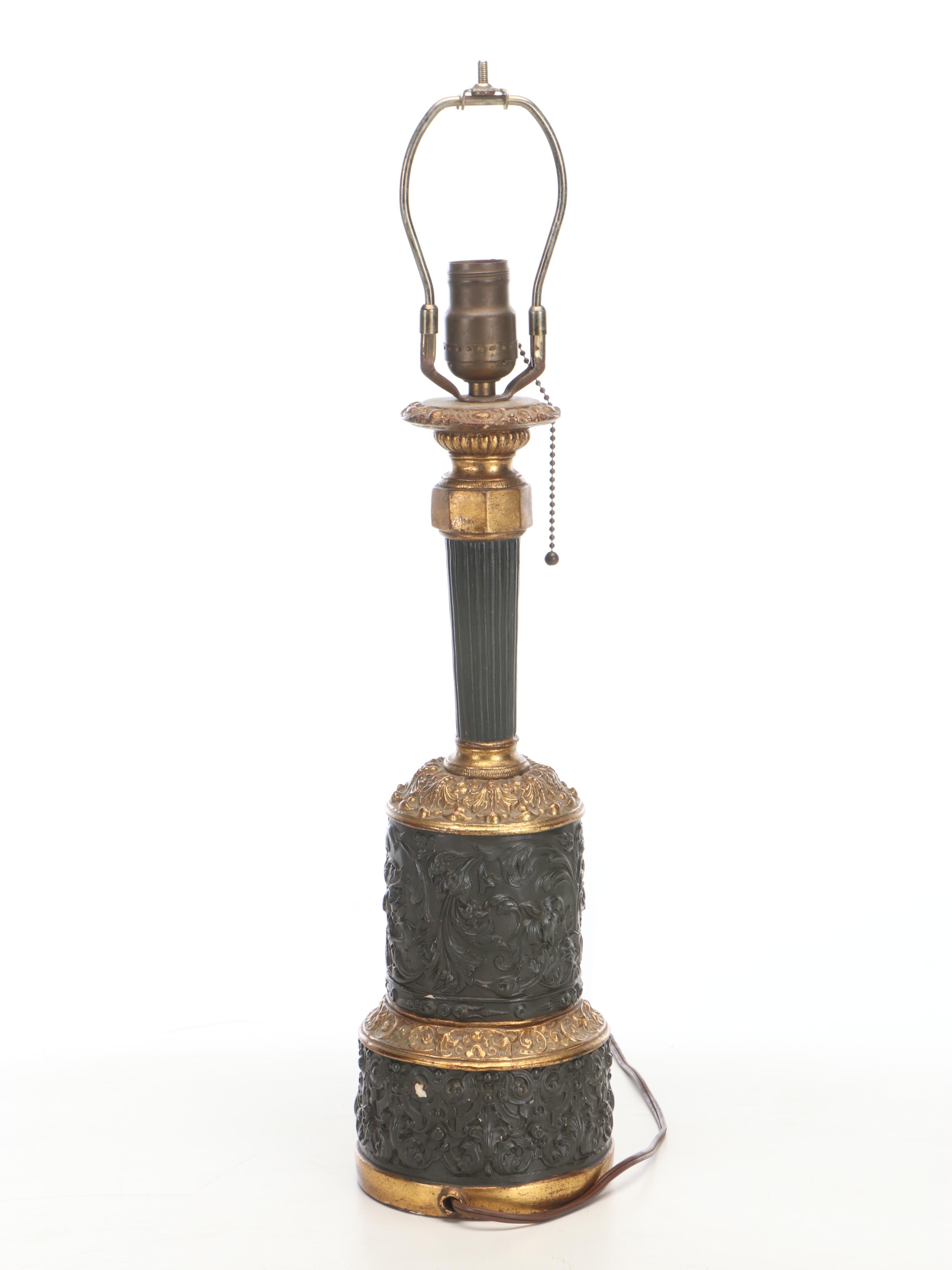 Borghese Rococo Style Ebonized and Giltwood Table Lamp, Mid/Late 20th C.