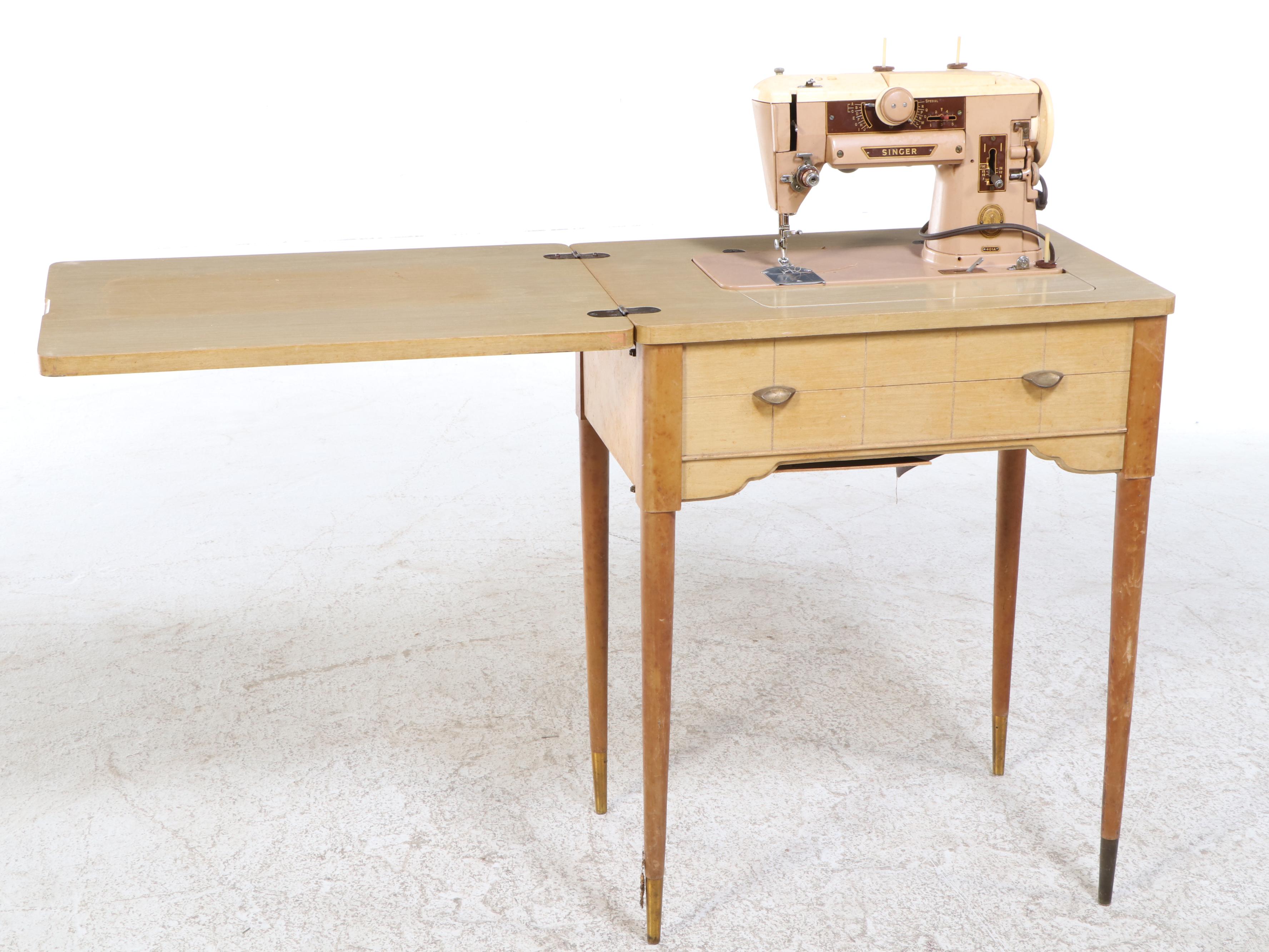 Singer 401A Sewing Machine on Sewing Table