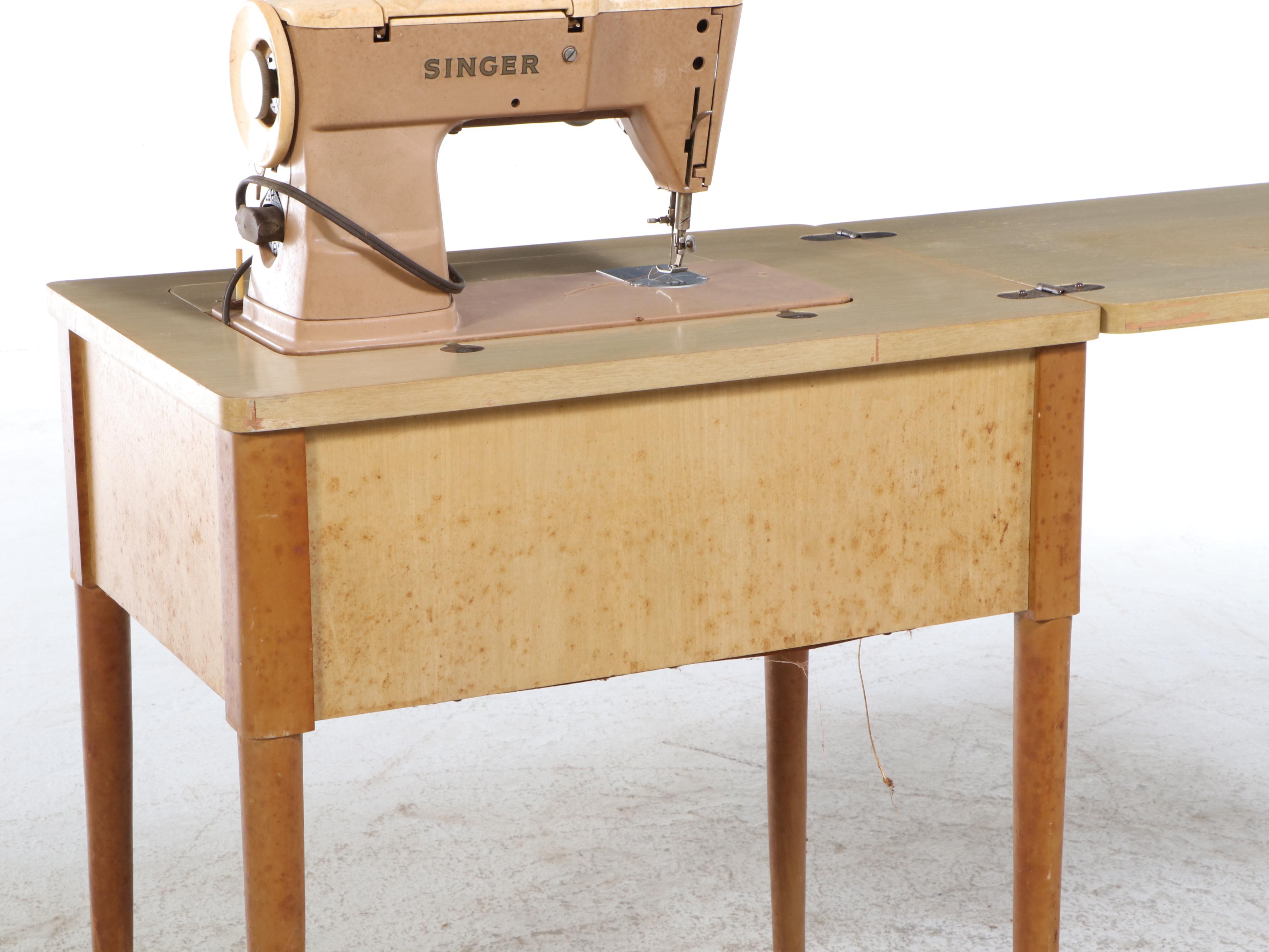 Singer 401A Sewing Machine on Sewing Table