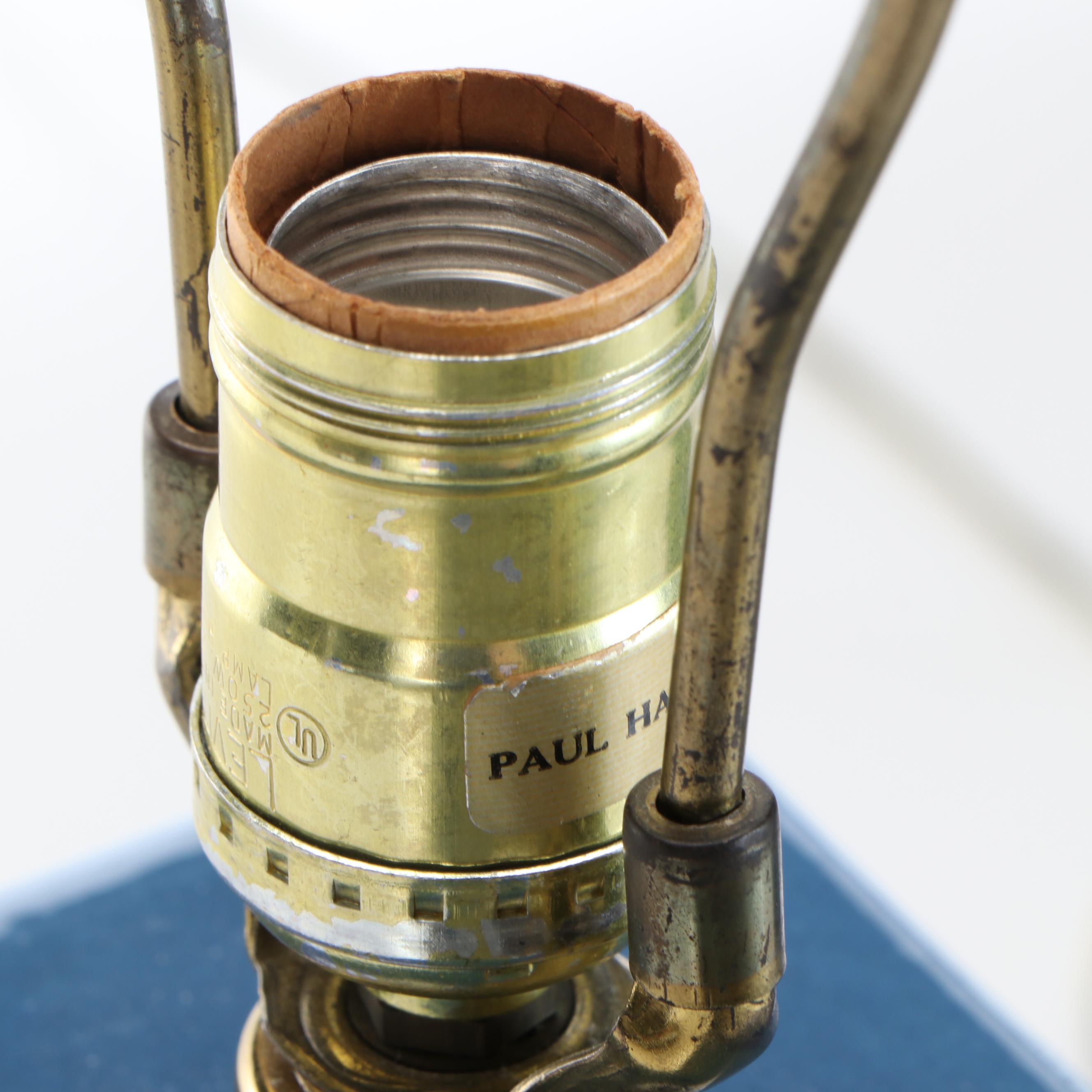 Pair of Paul Hanson Blue Chinoiserie Vase Lamps with Silk Trimmed Square Shades