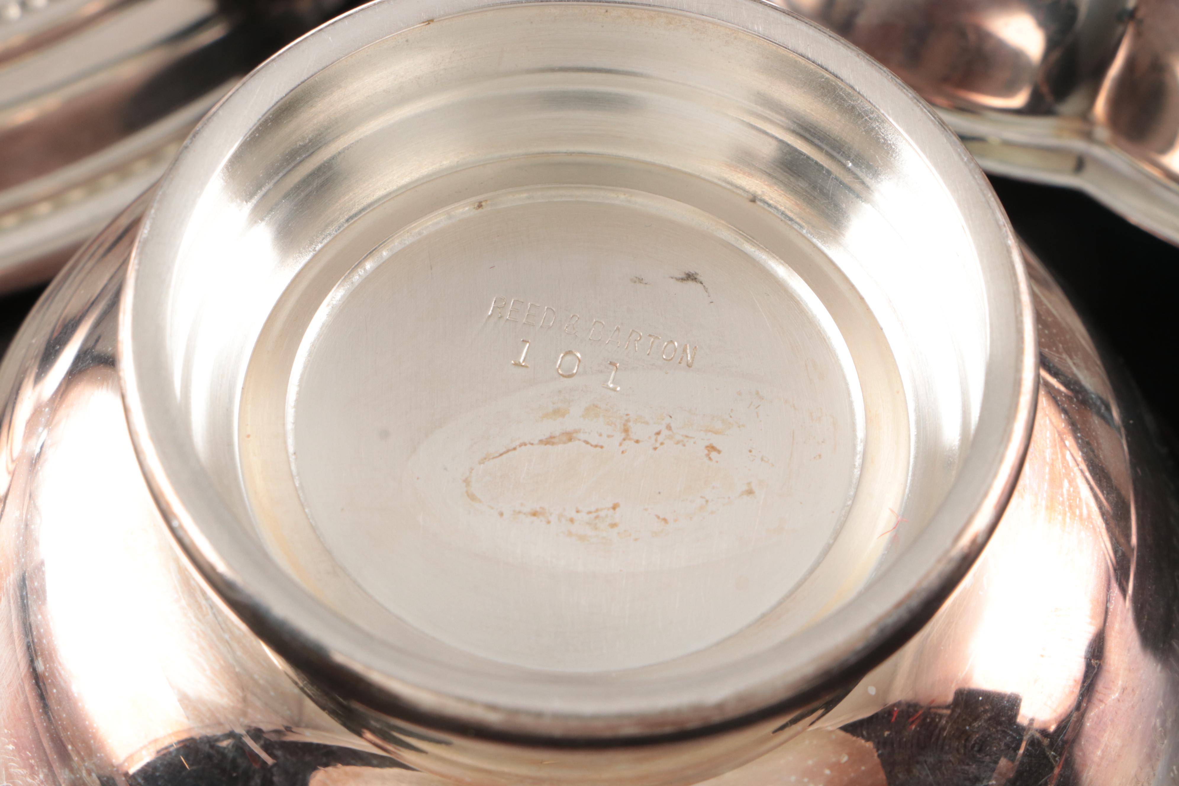 Silver Plate Chafing Dishes with Serving Bowls, Tray and Enameled Bowl