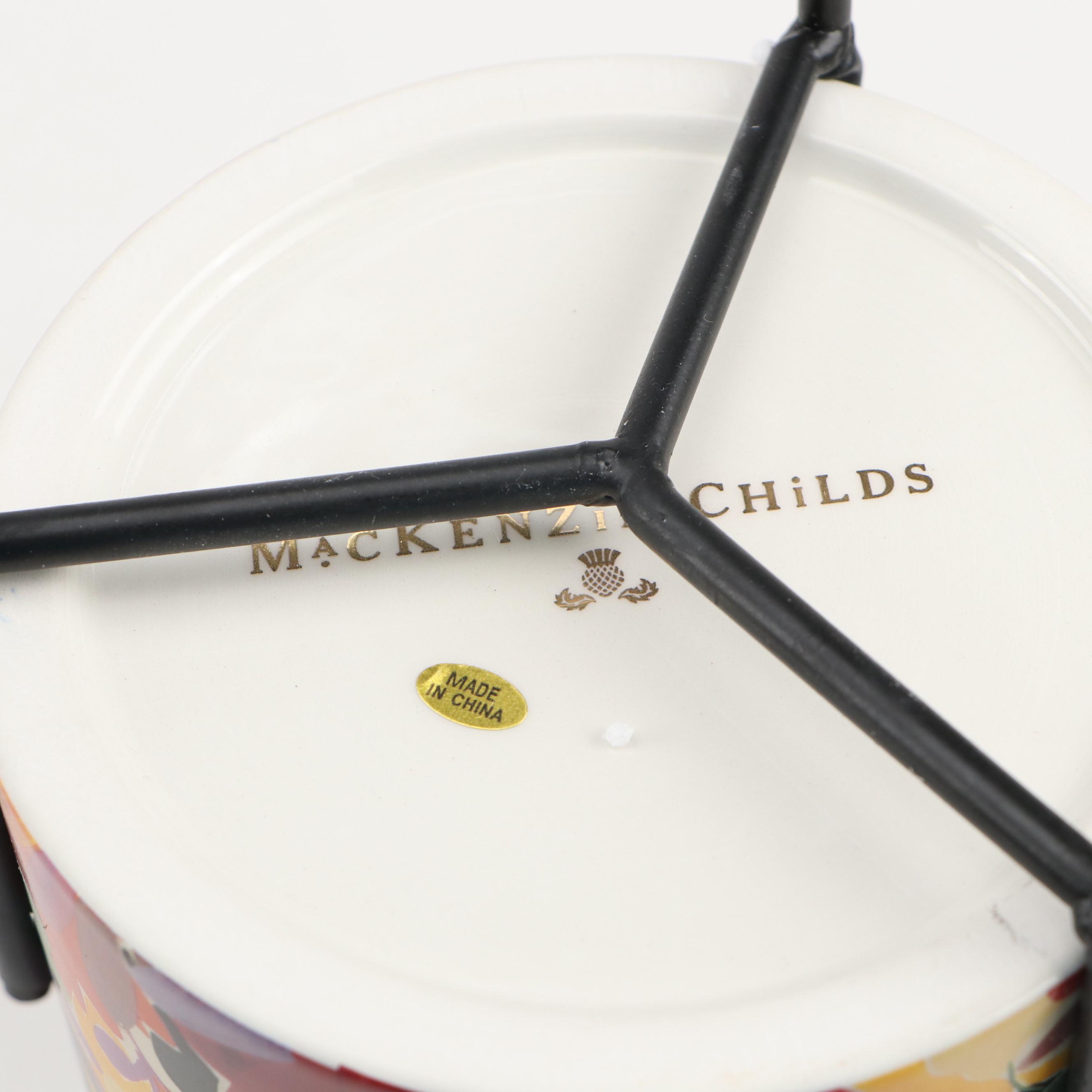 MacKenzie-Childs "Avant Garden" Ceramic Tabletop Planter with Metal Stand