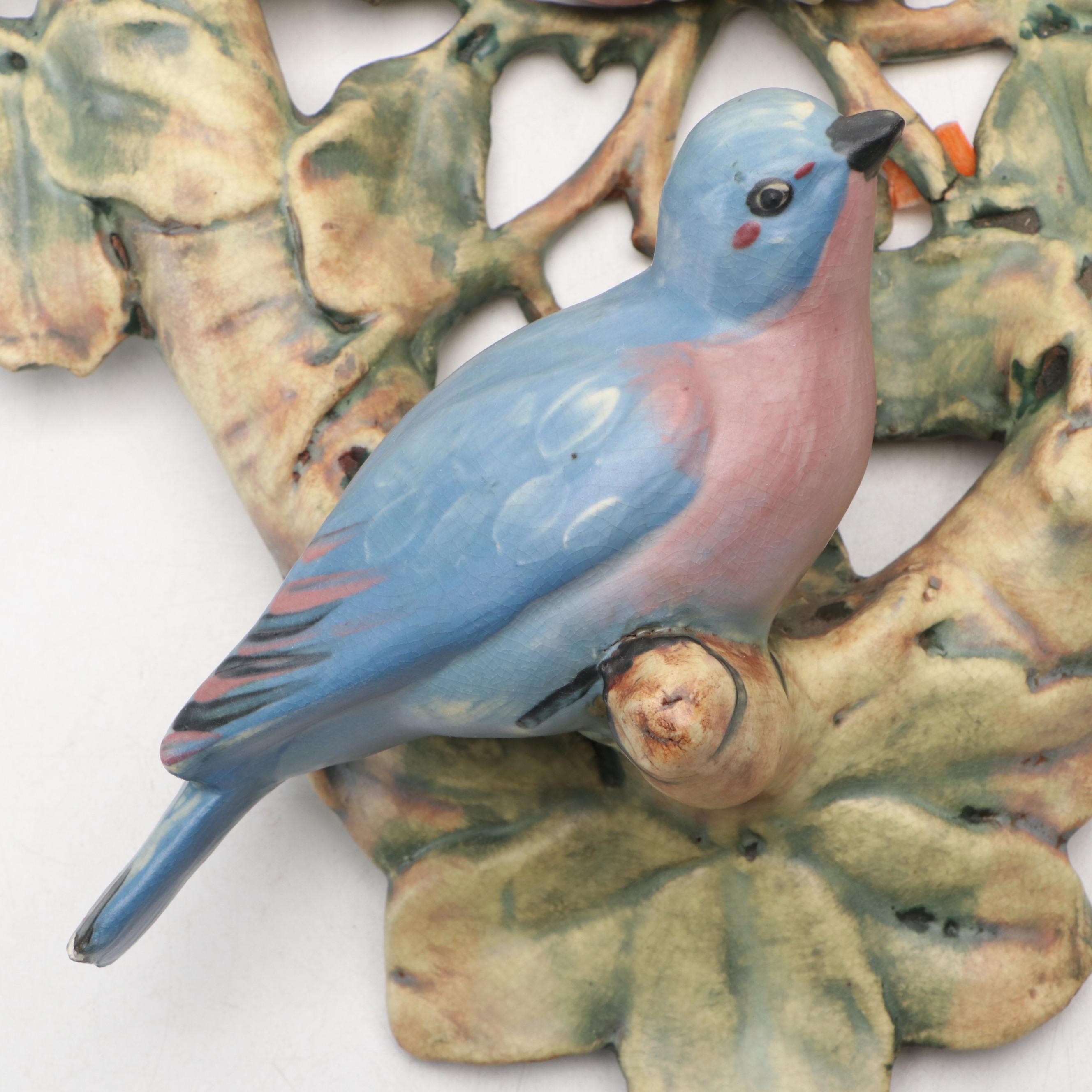 Weller Pottery "Woodcraft" Wall Pocket with Bluebird