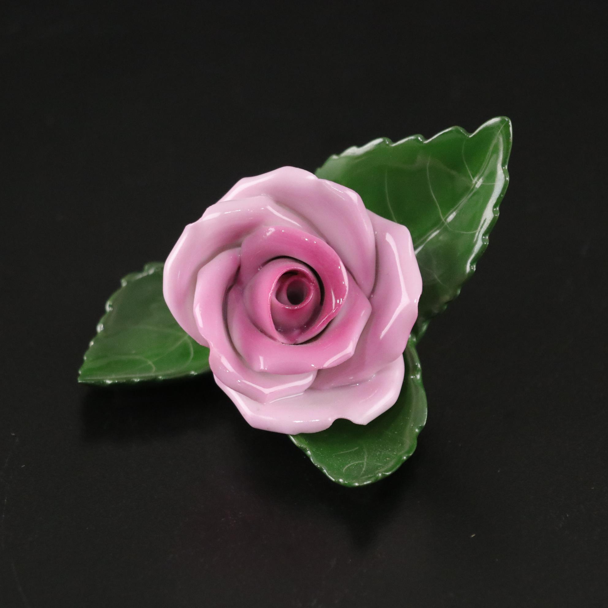 Herend "Rose on Leaf" Collection of Porcelain Place Card Holders