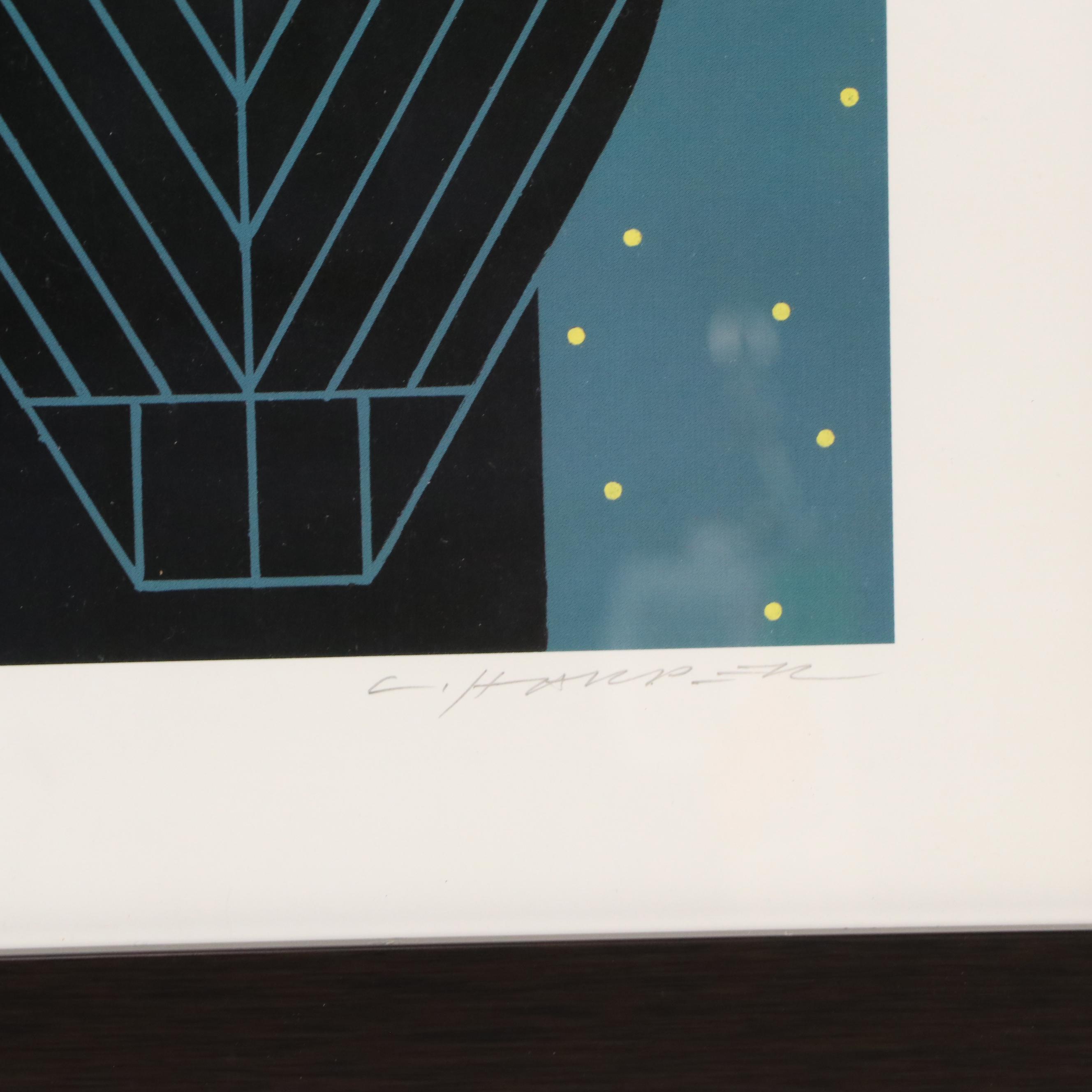 Charley Harper Offset Lithograph "Omniscient Owl," 1998