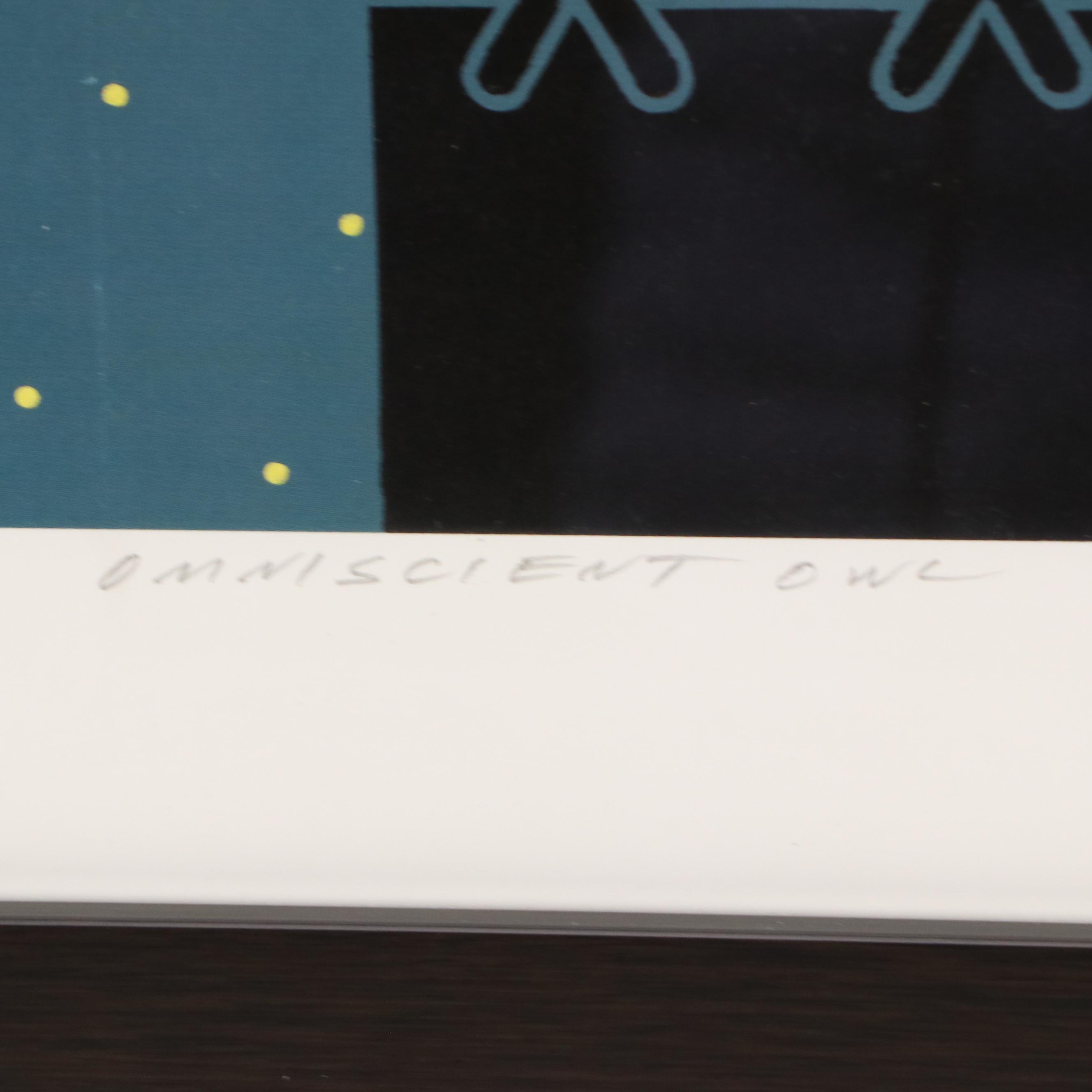 Charley Harper Offset Lithograph "Omniscient Owl," 1998