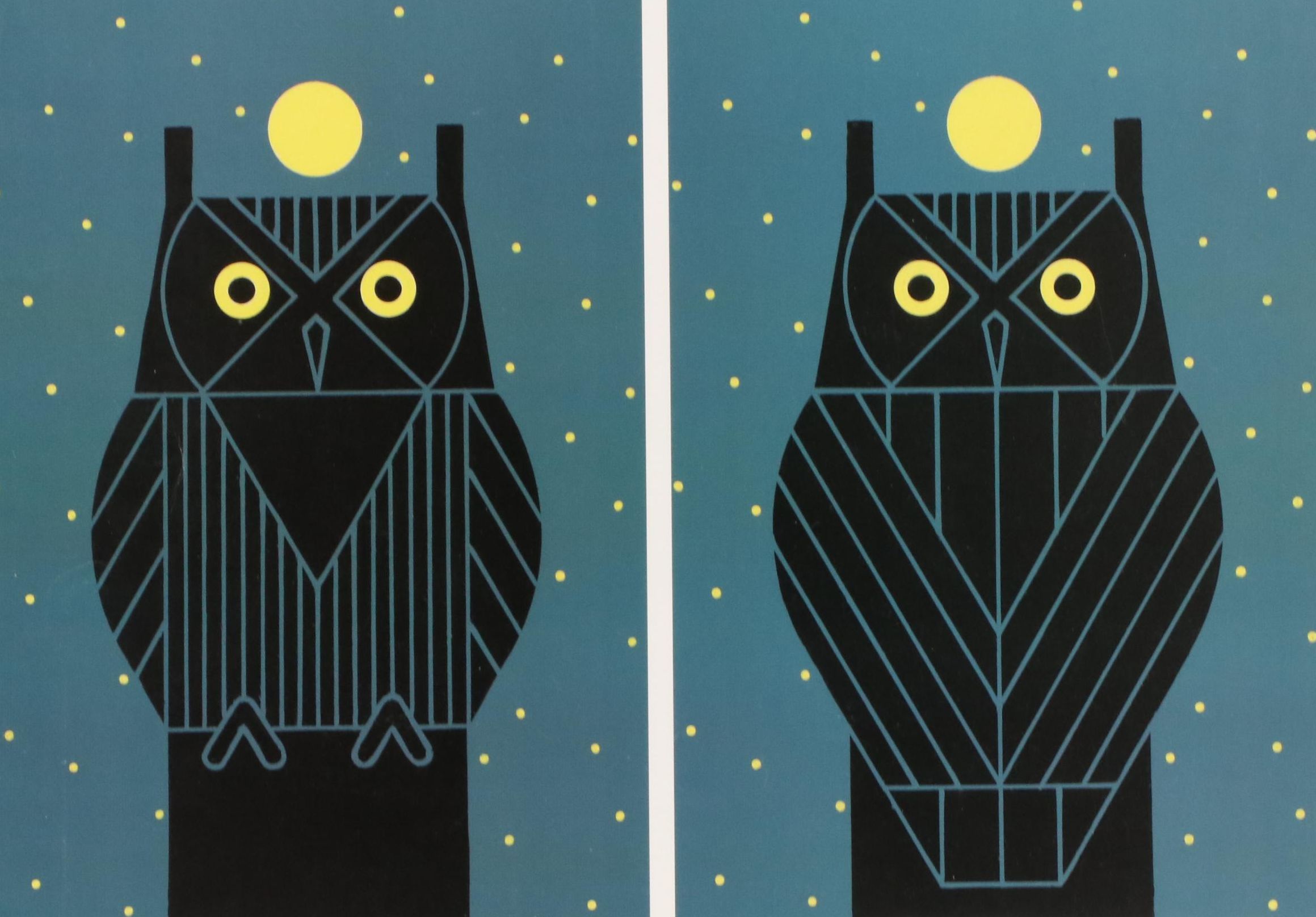 Charley Harper Offset Lithograph "Omniscient Owl," 1998