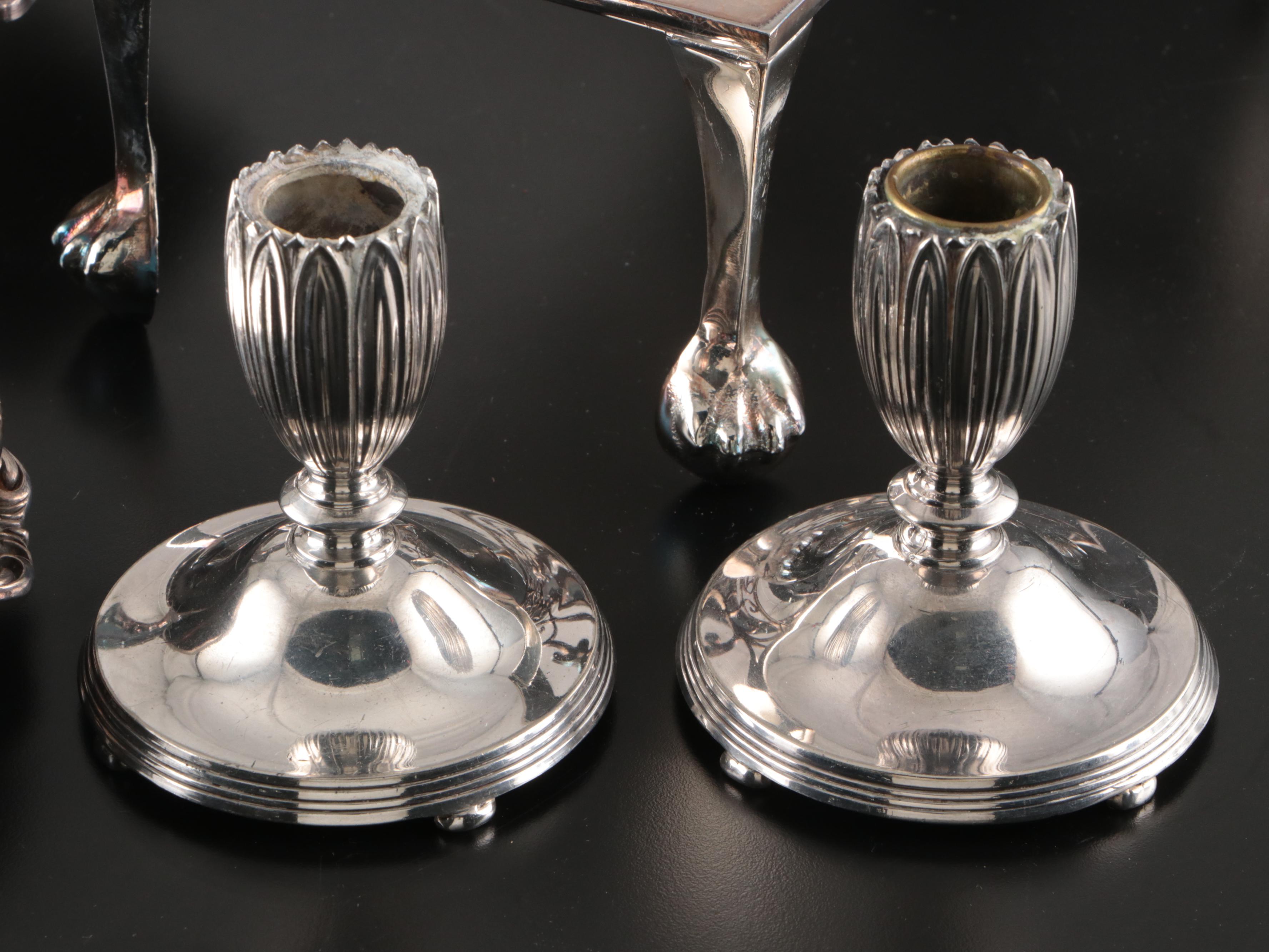 Reed & Barton "Chippendale" Platter with Other Bowls, Candlesticks and Trivet