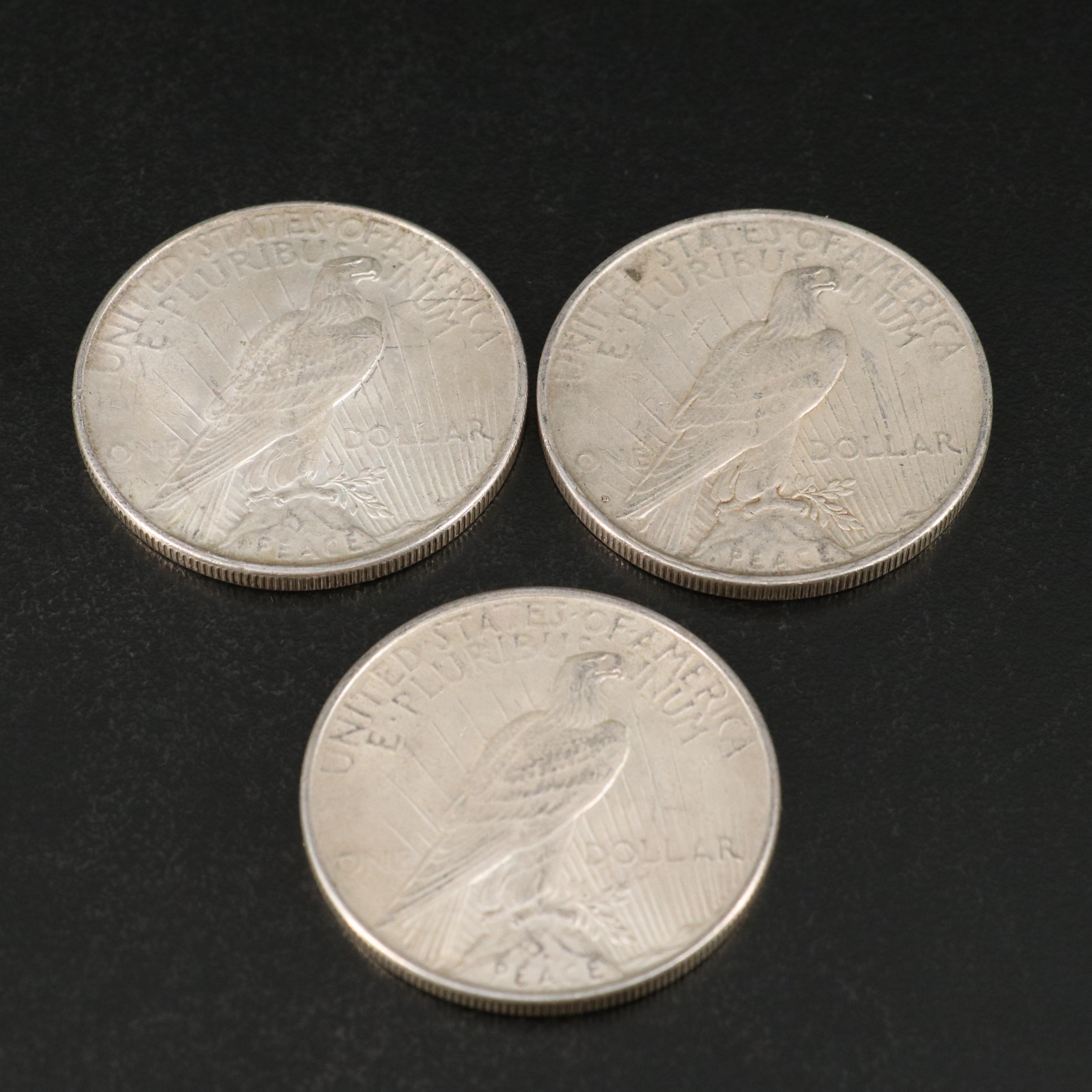 Ten Peace Silver Dollars, Including 1934-S