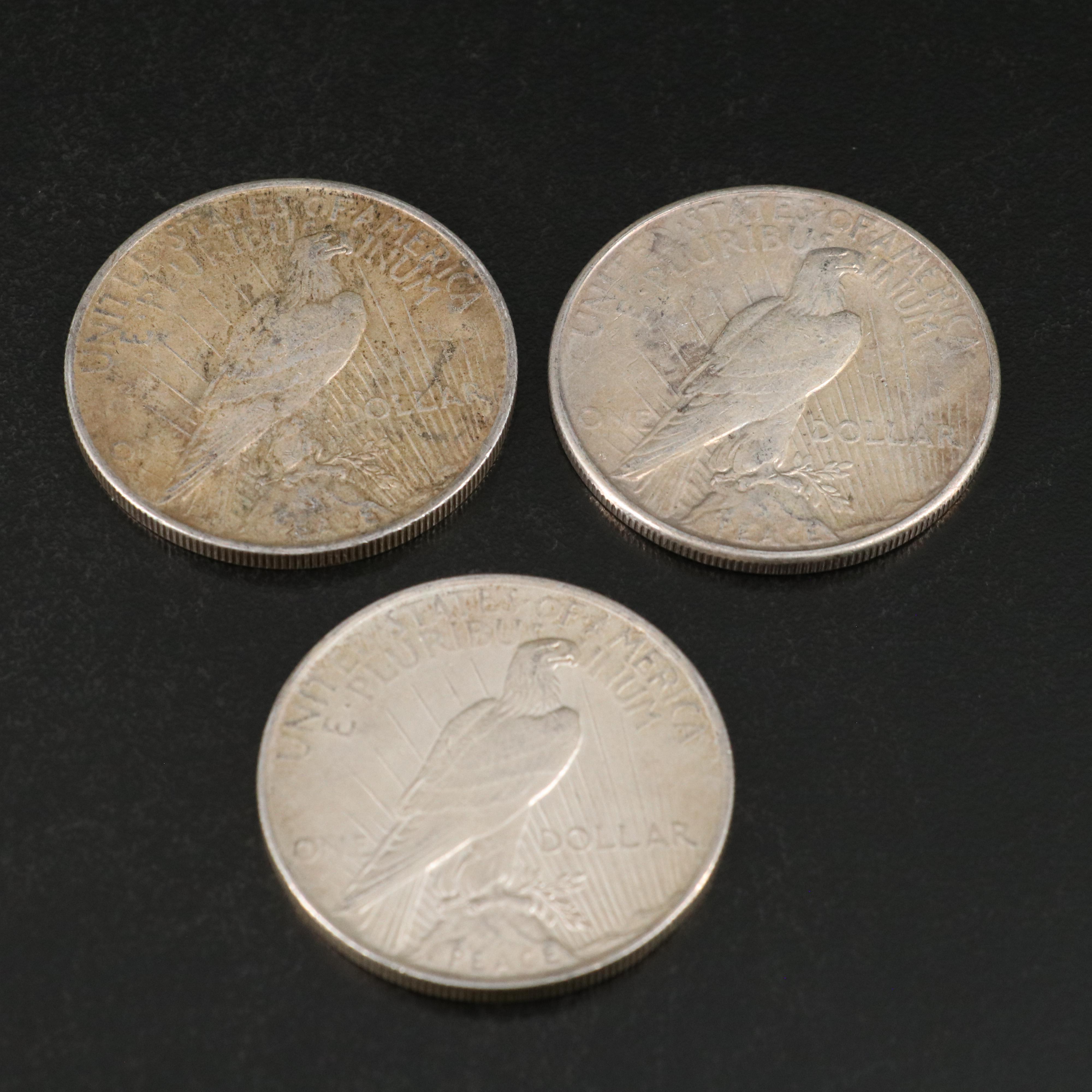 Ten Peace Silver Dollars, Including 1934-S