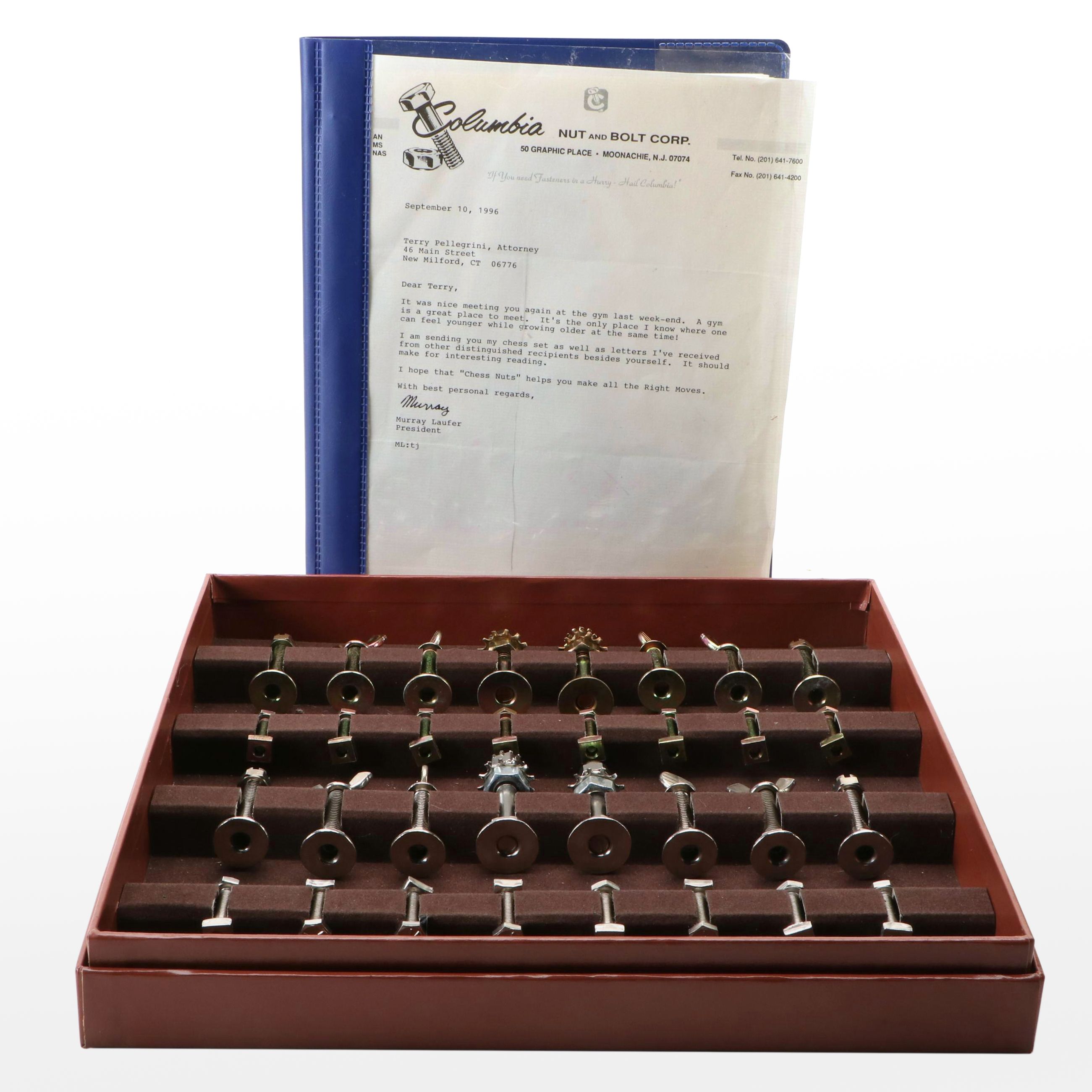 Murray Laufer Nuts and Bolts Chess Set with "Moves for Peace" Book