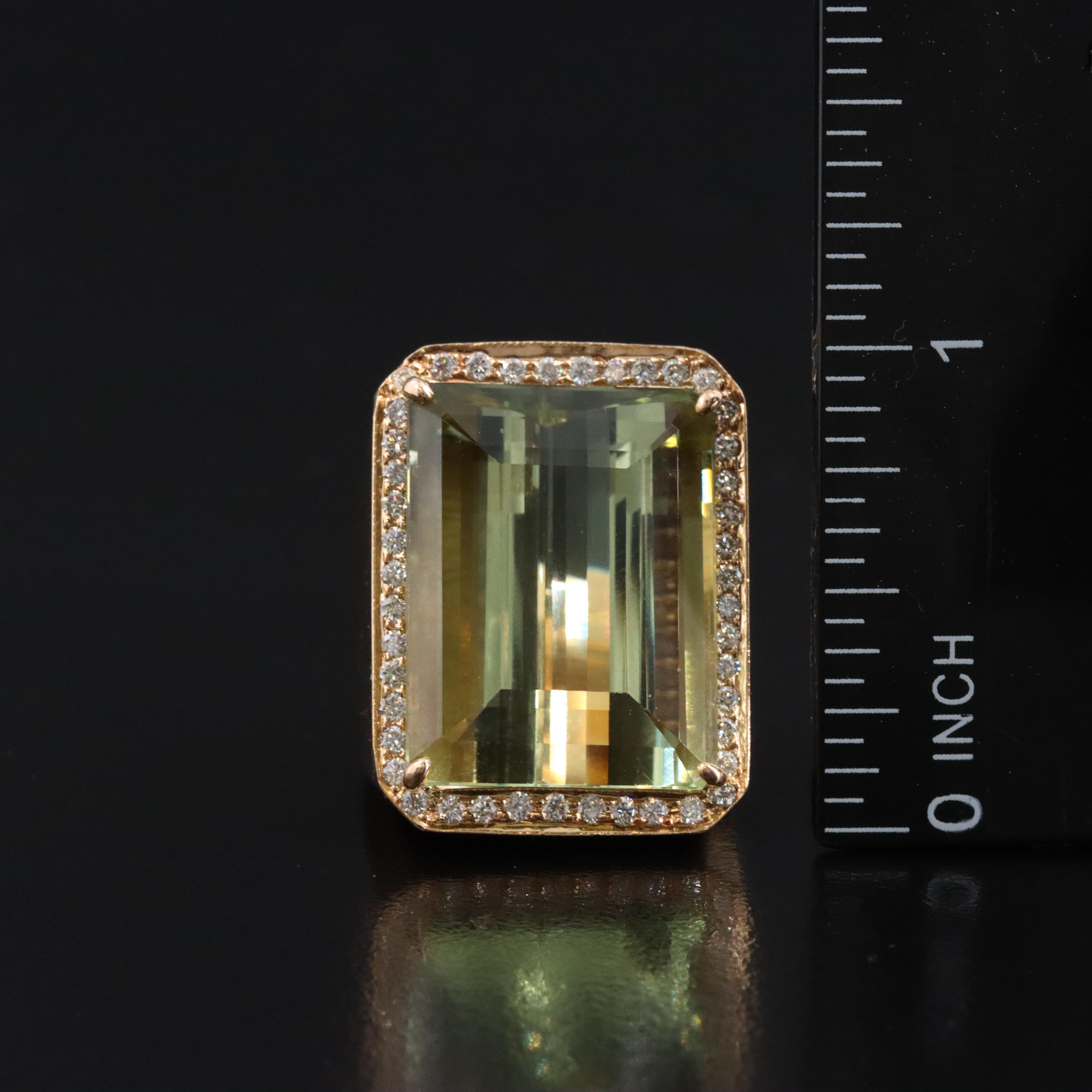 18K 27.57 CT Heliodor and Diamond Ring