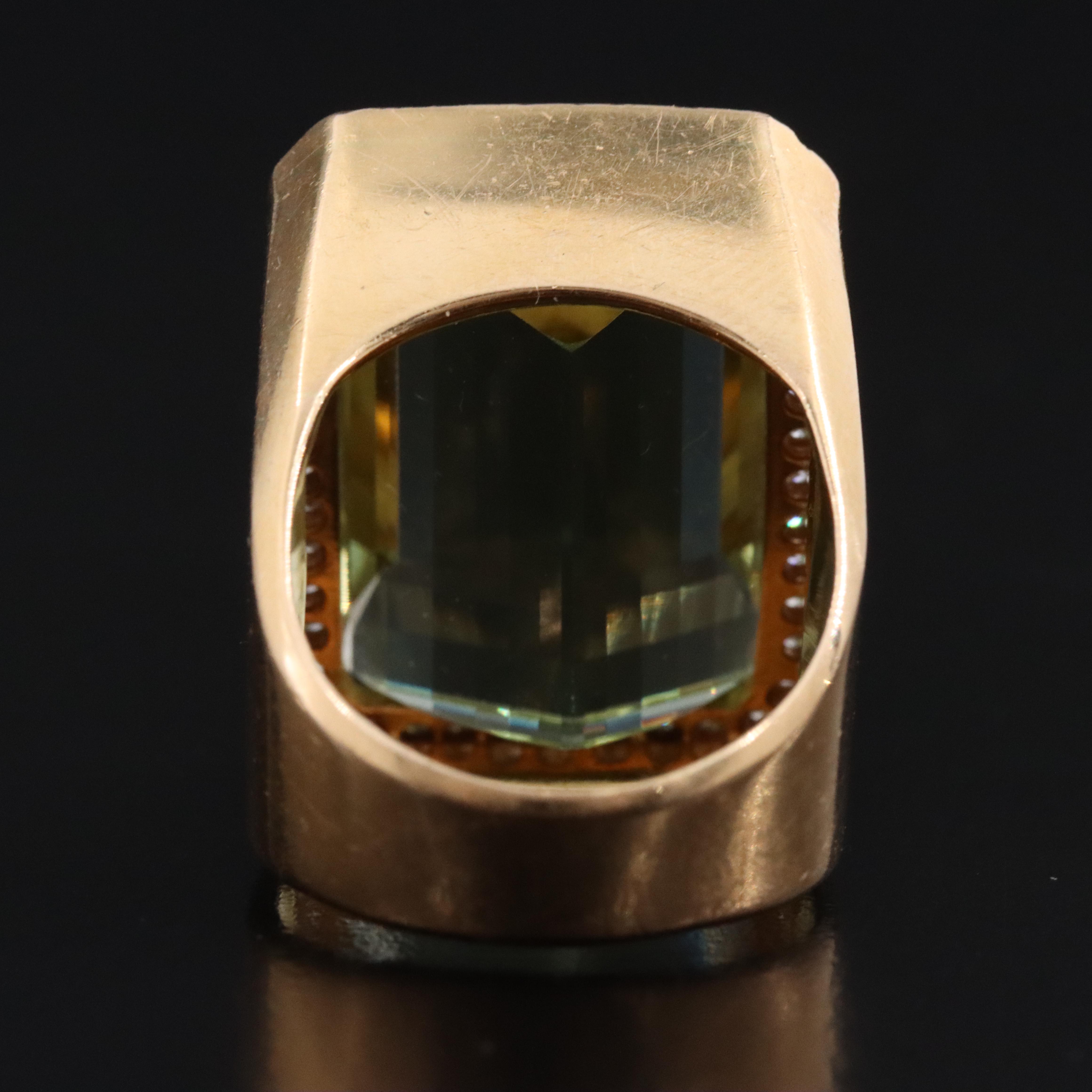 18K 27.57 CT Heliodor and Diamond Ring