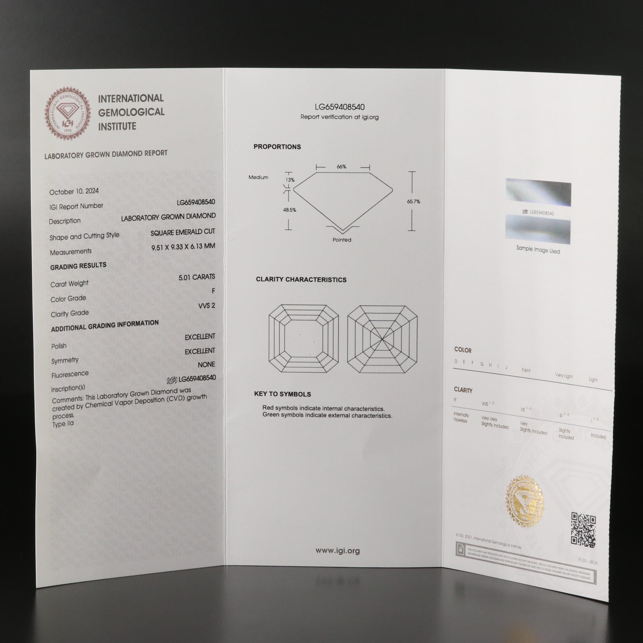 Platinum 5.01 CTW Lab Grown Diamond Ring with IGI Report