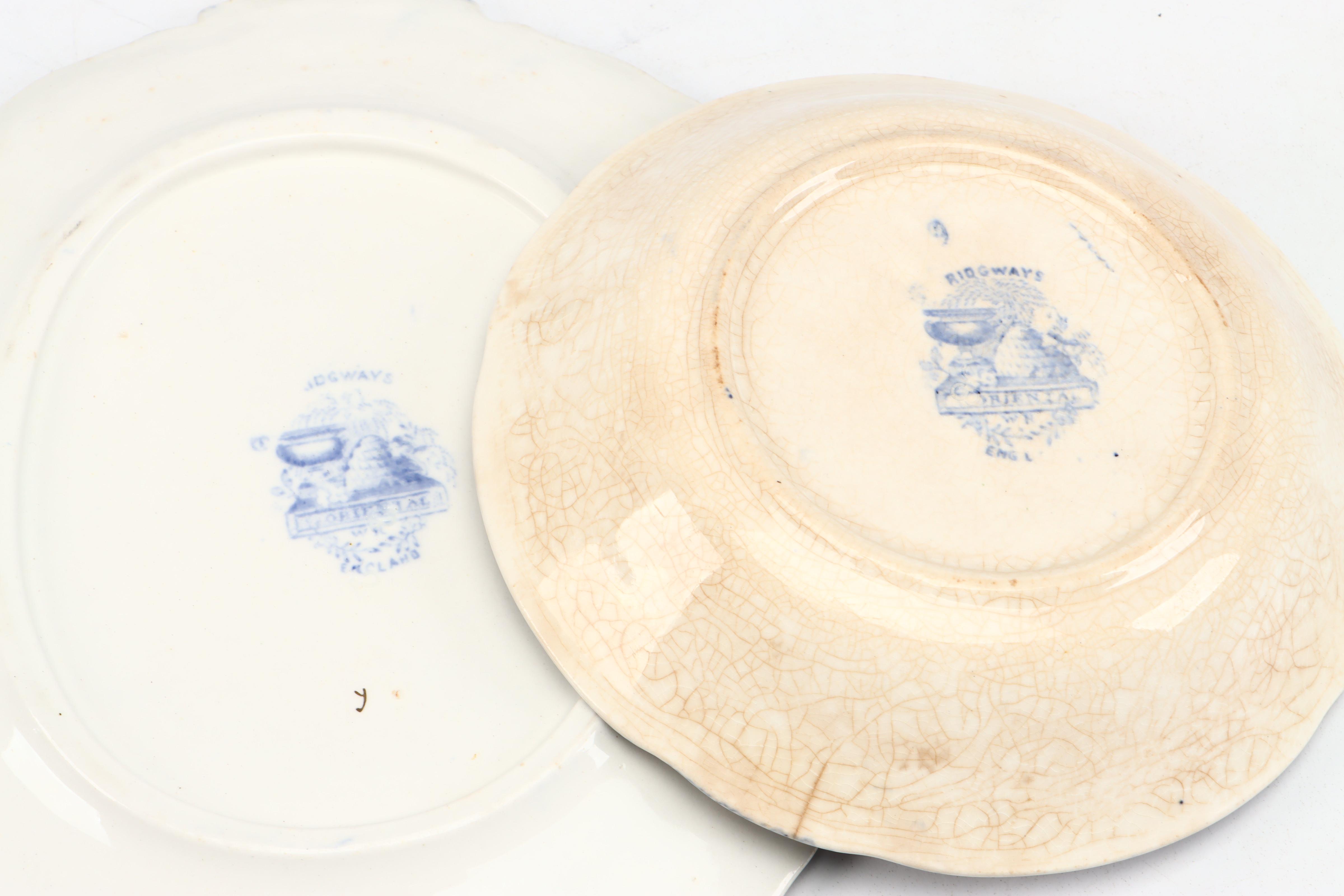 Ridgways English Blue Transferware "Oriental" Dinnerware and Serving Pieces
