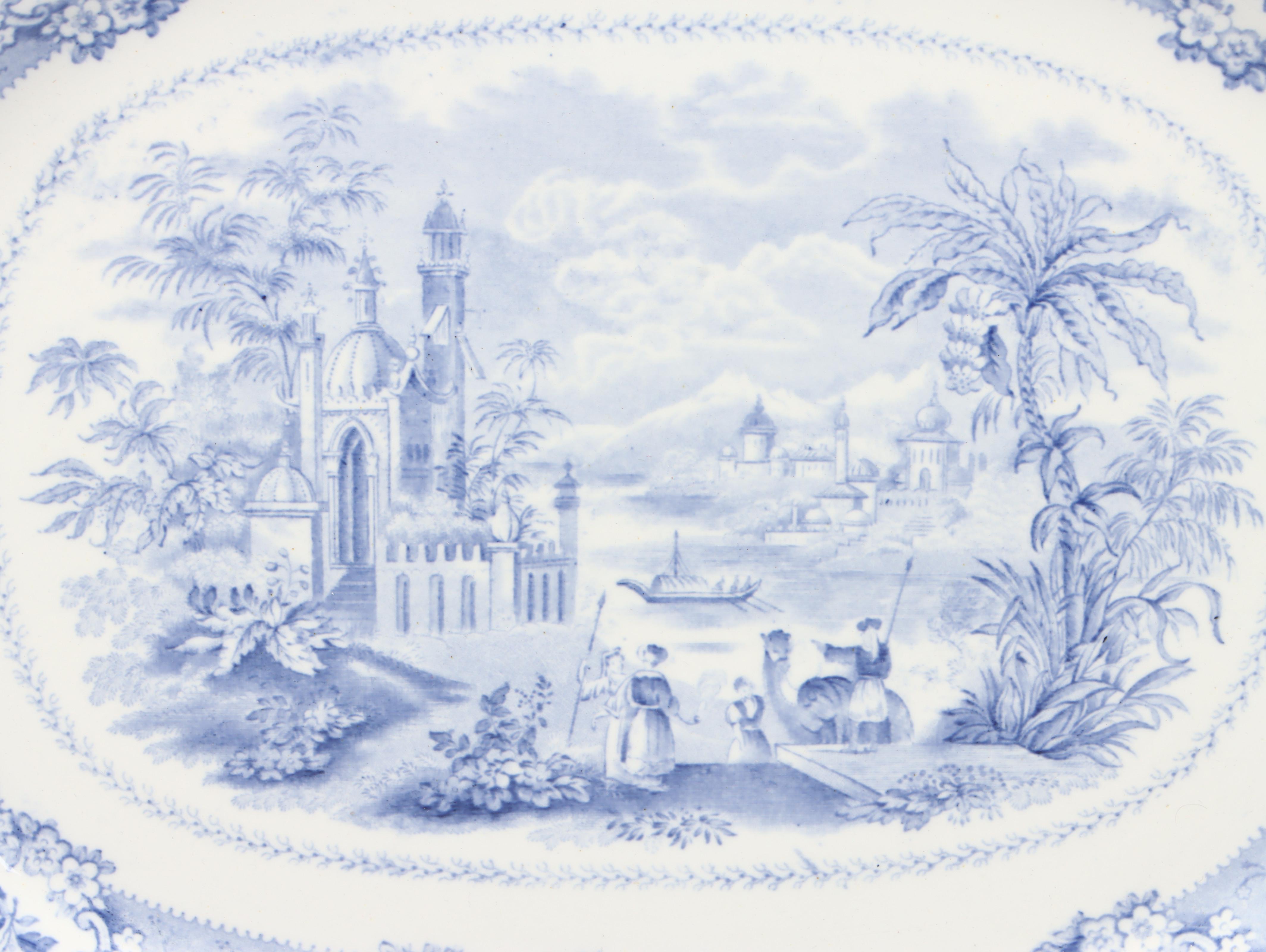 Ridgways English Blue Transferware "Oriental" Dinnerware and Serving Pieces