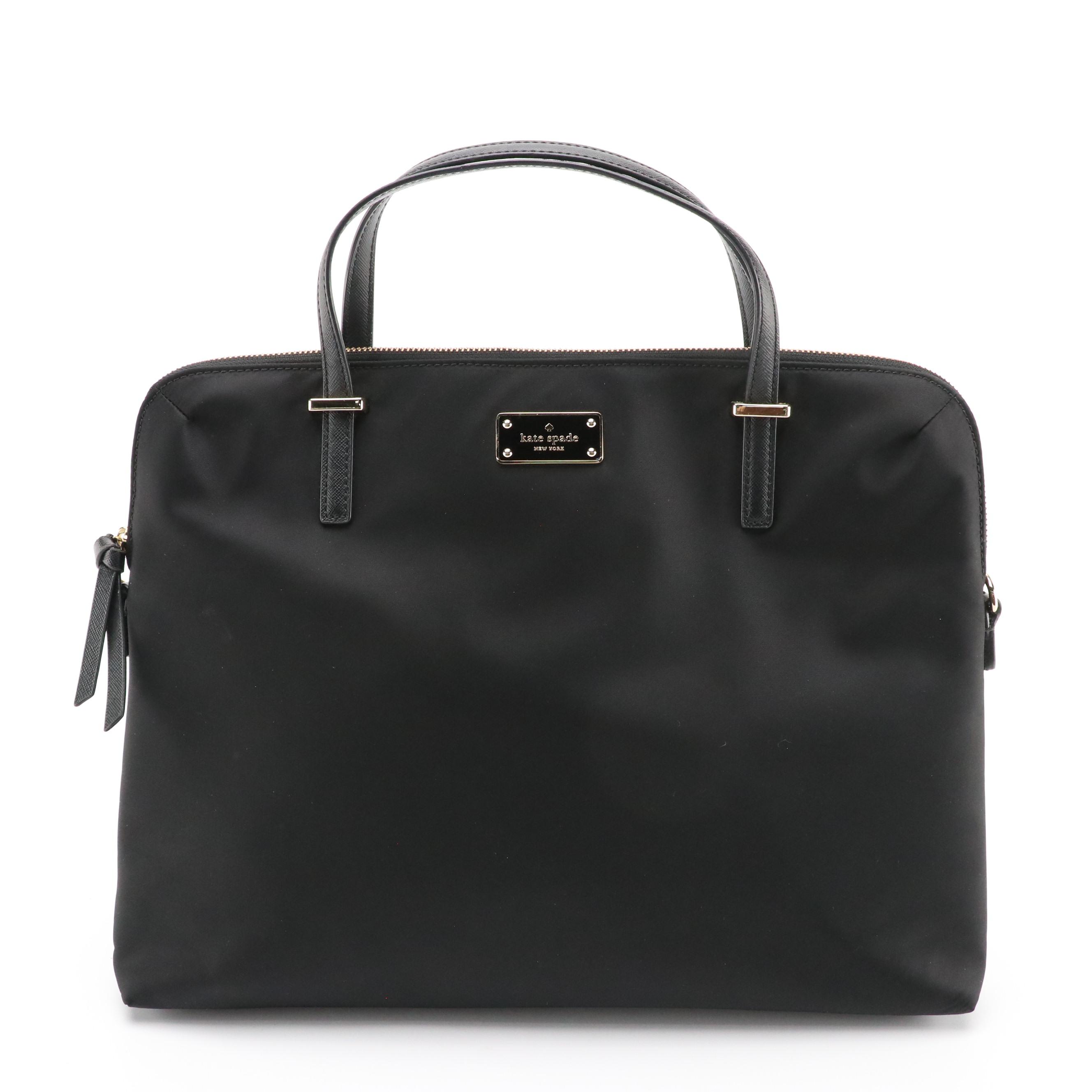 Kate Spade New York Black Nylon Two-Way Laptop Bag and Leather Thong Sandals