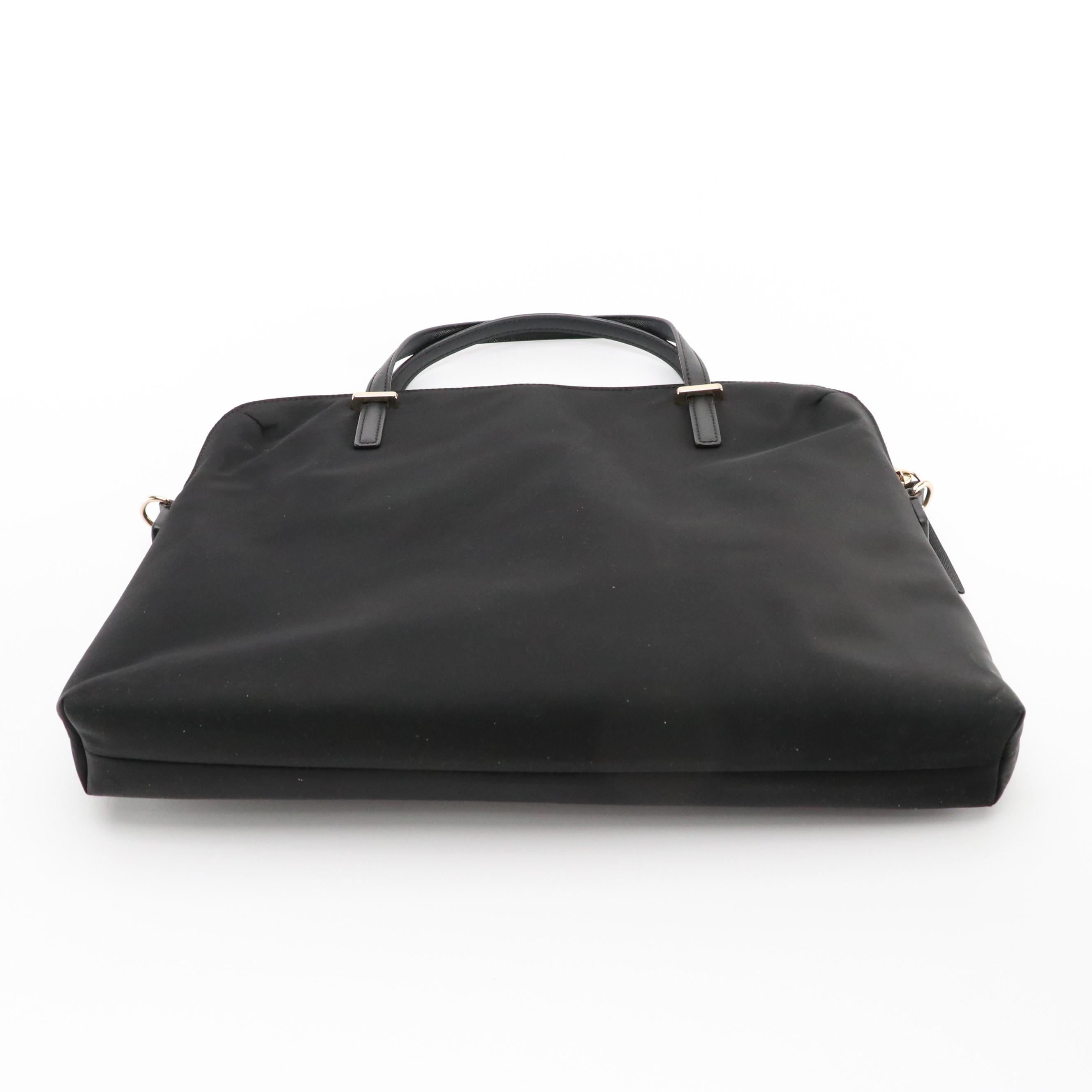 Kate Spade New York Black Nylon Two-Way Laptop Bag and Leather Thong Sandals