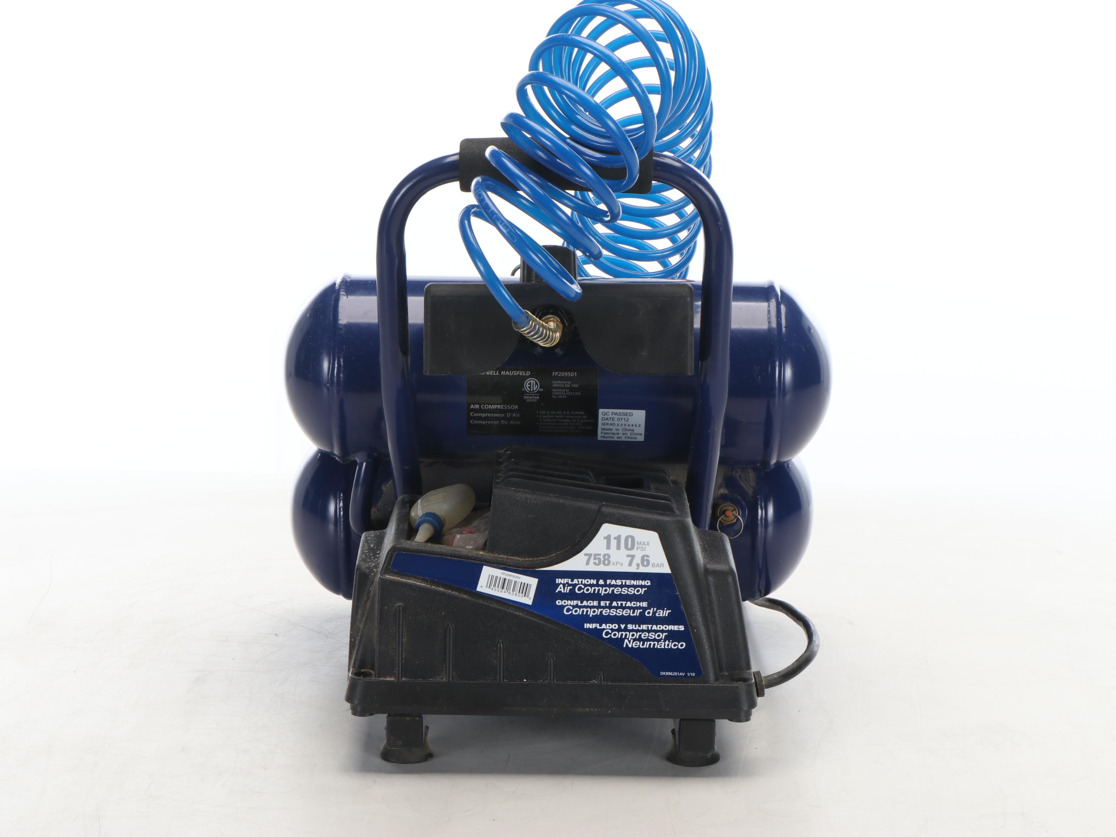 Campbell Hausfeld 2 Gallon Portable Electric Air Compressor with Brad Nailer