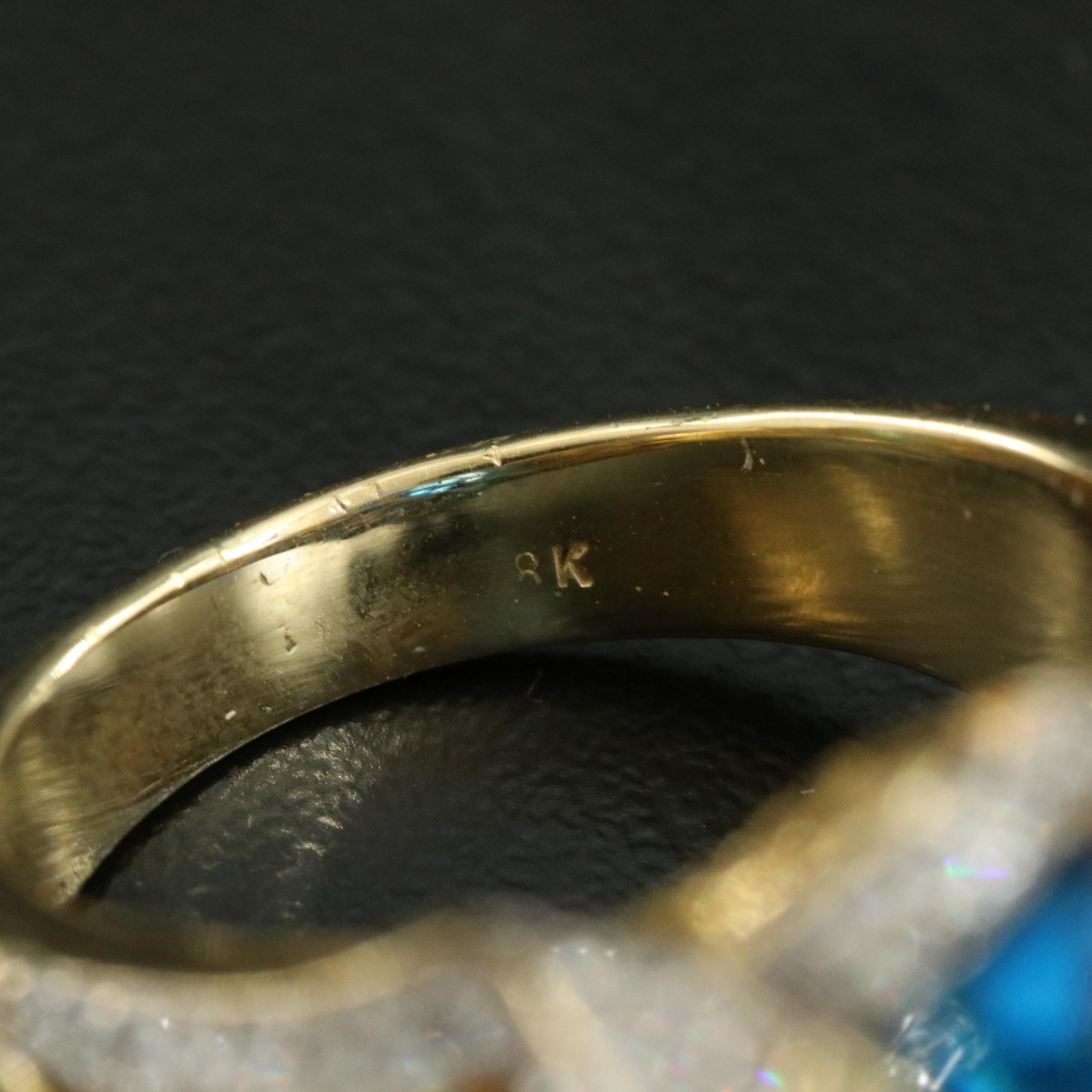 18K Two-Tone 25.69 CT Topaz and Diamond Ring with Frog and Foliage