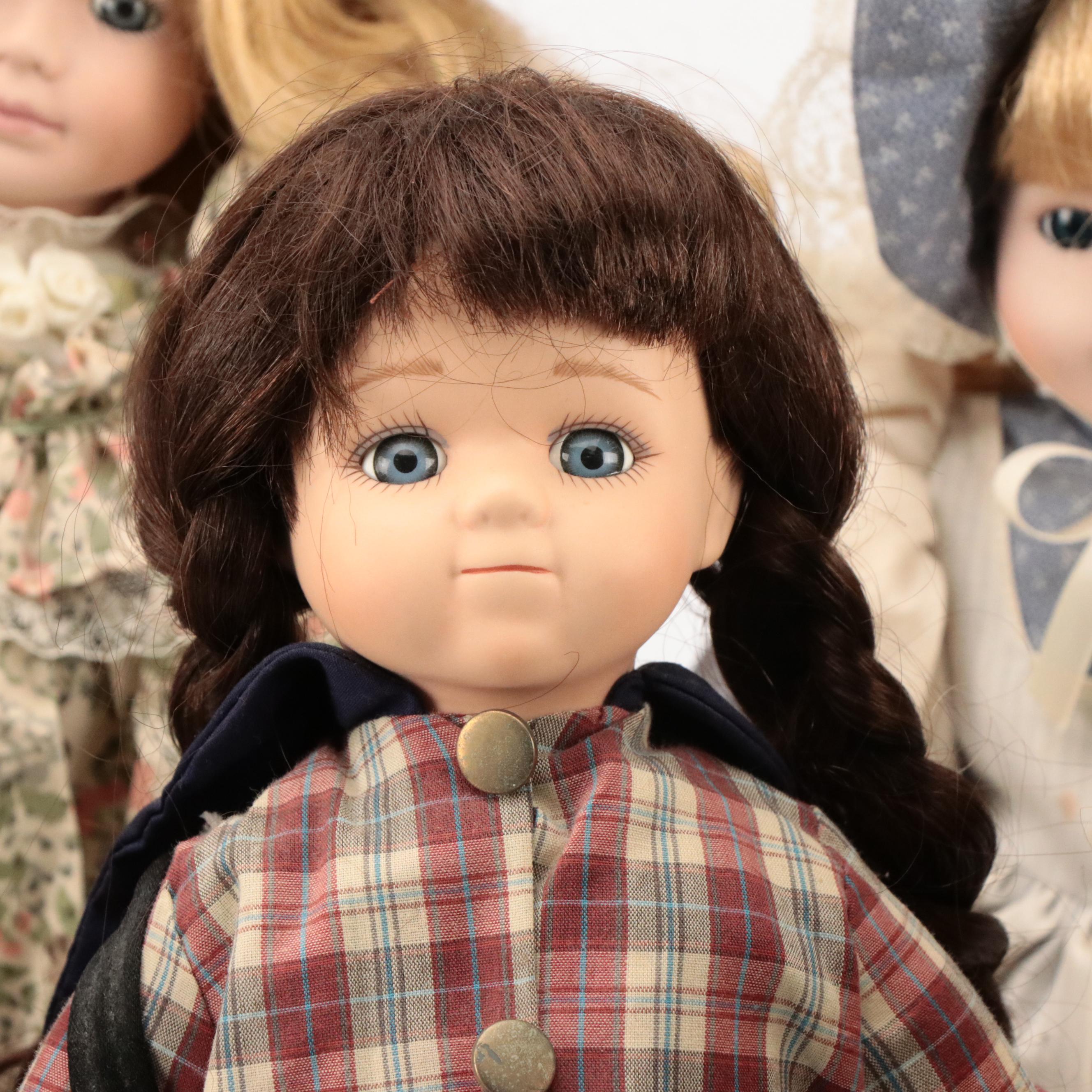 Seymour Mann "Connoisseur Doll Collection" Porcelain Dolls with Stands