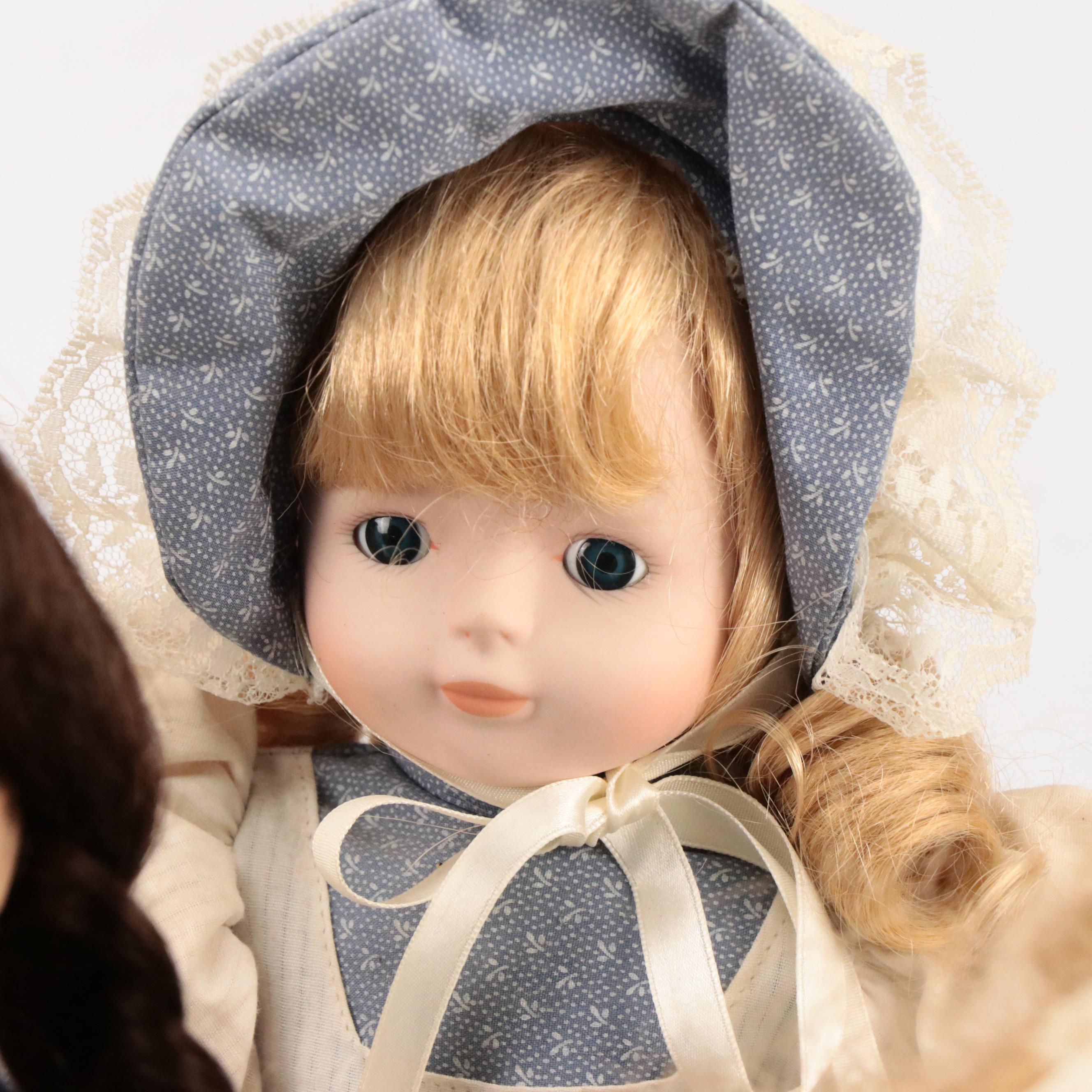 Seymour Mann "Connoisseur Doll Collection" Porcelain Dolls with Stands