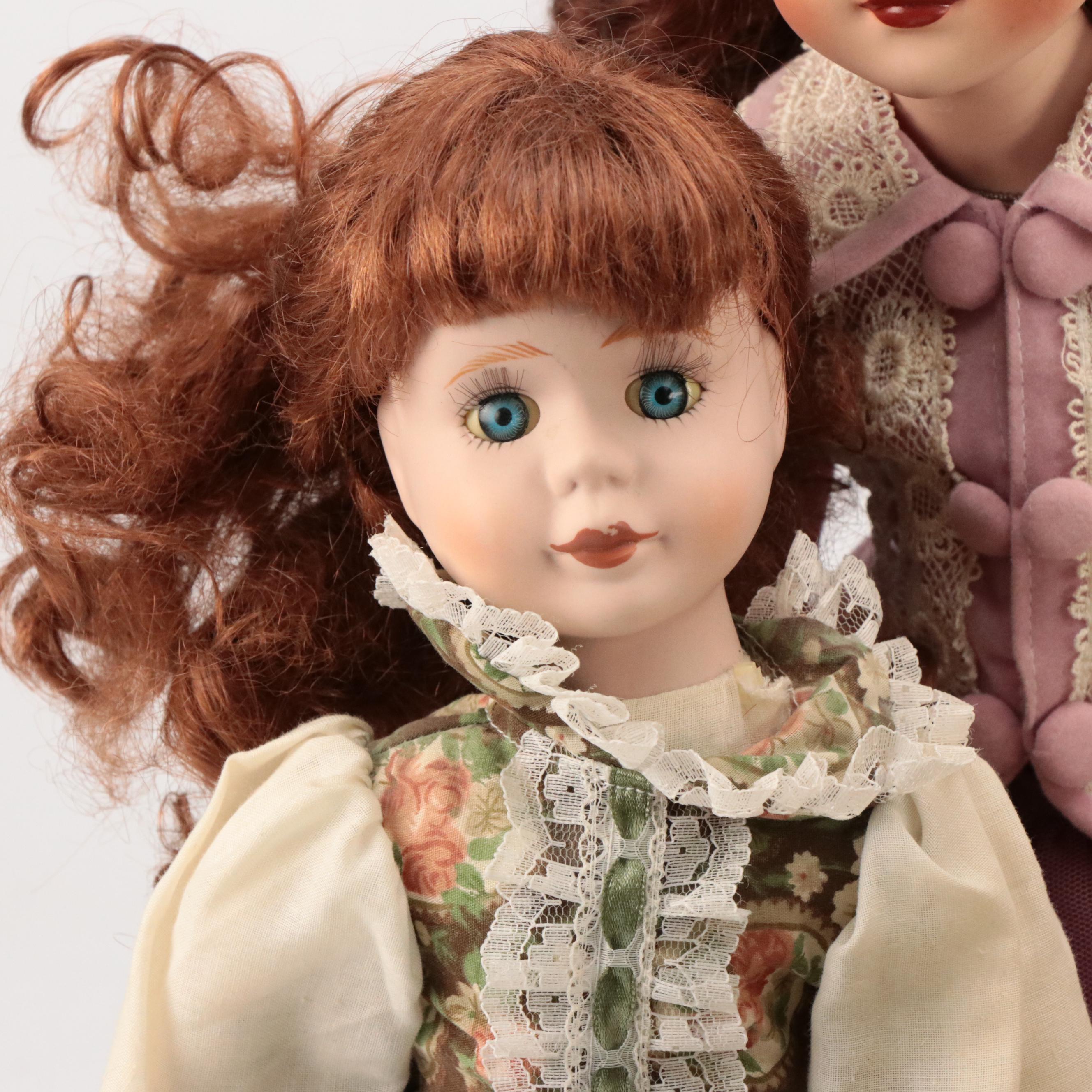 Seymour Mann "Connoisseur Doll Collection" Porcelain Dolls with Stands