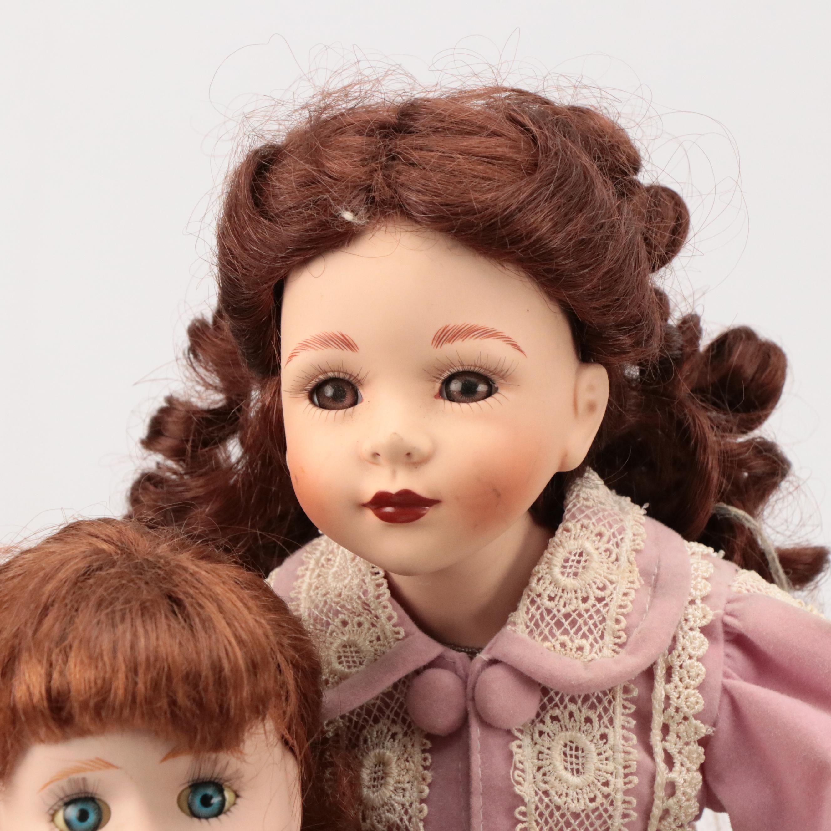 Seymour Mann "Connoisseur Doll Collection" Porcelain Dolls with Stands