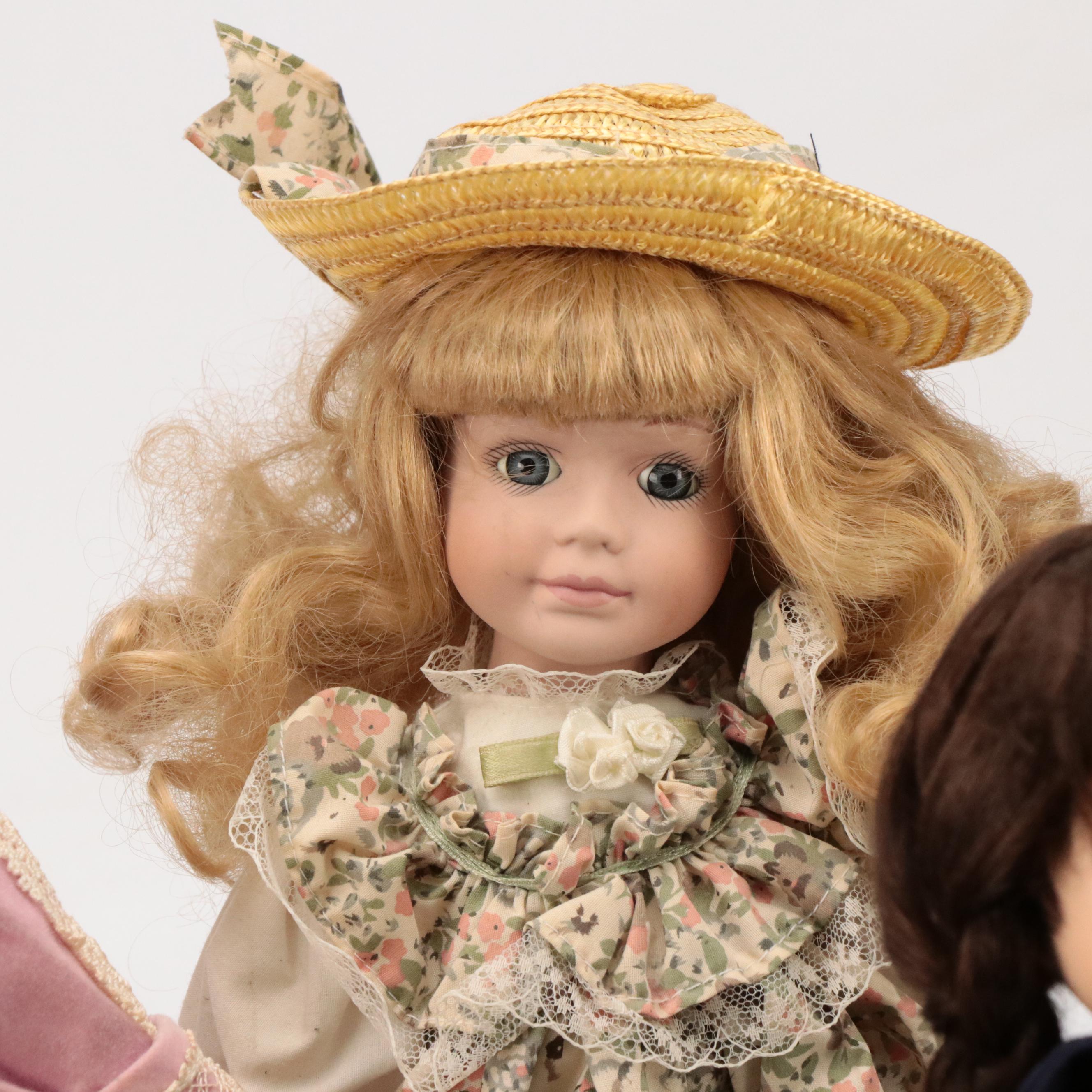 Seymour Mann "Connoisseur Doll Collection" Porcelain Dolls with Stands