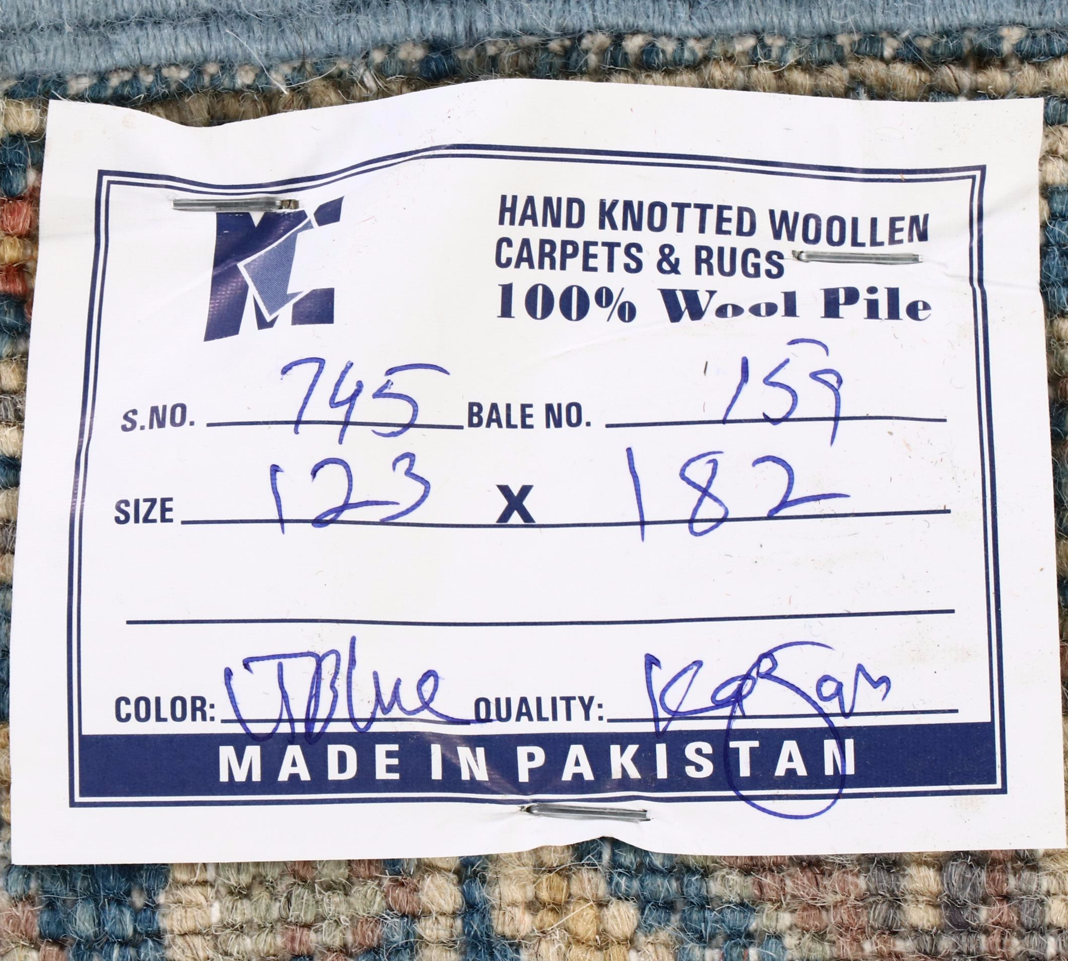 4' x 6'1 Hand-Knotted Pakistani Kazak Area Rug