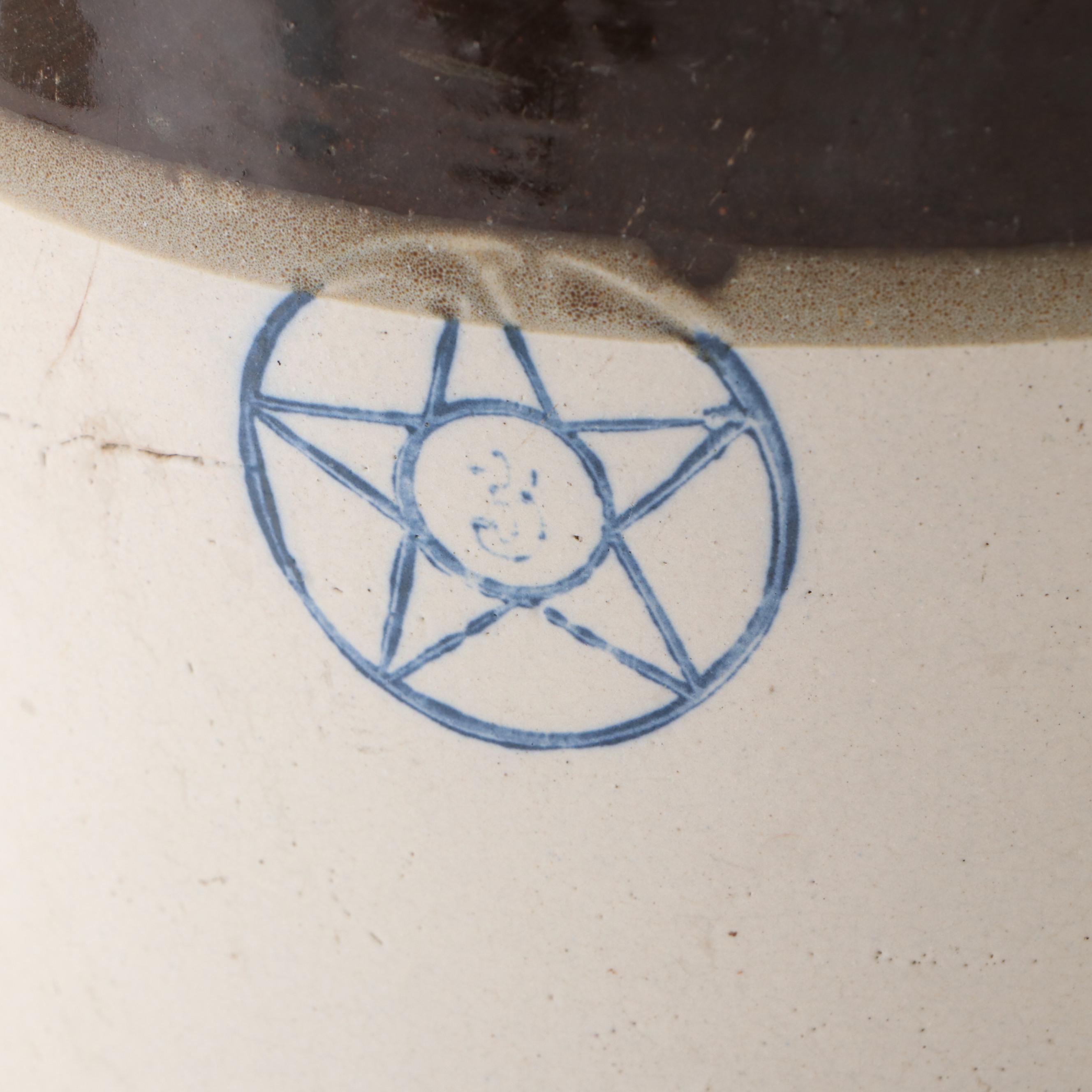 Robinson Ransbottom and Other Salt Glazed Stoneware Crocks with Art Pottery Vase