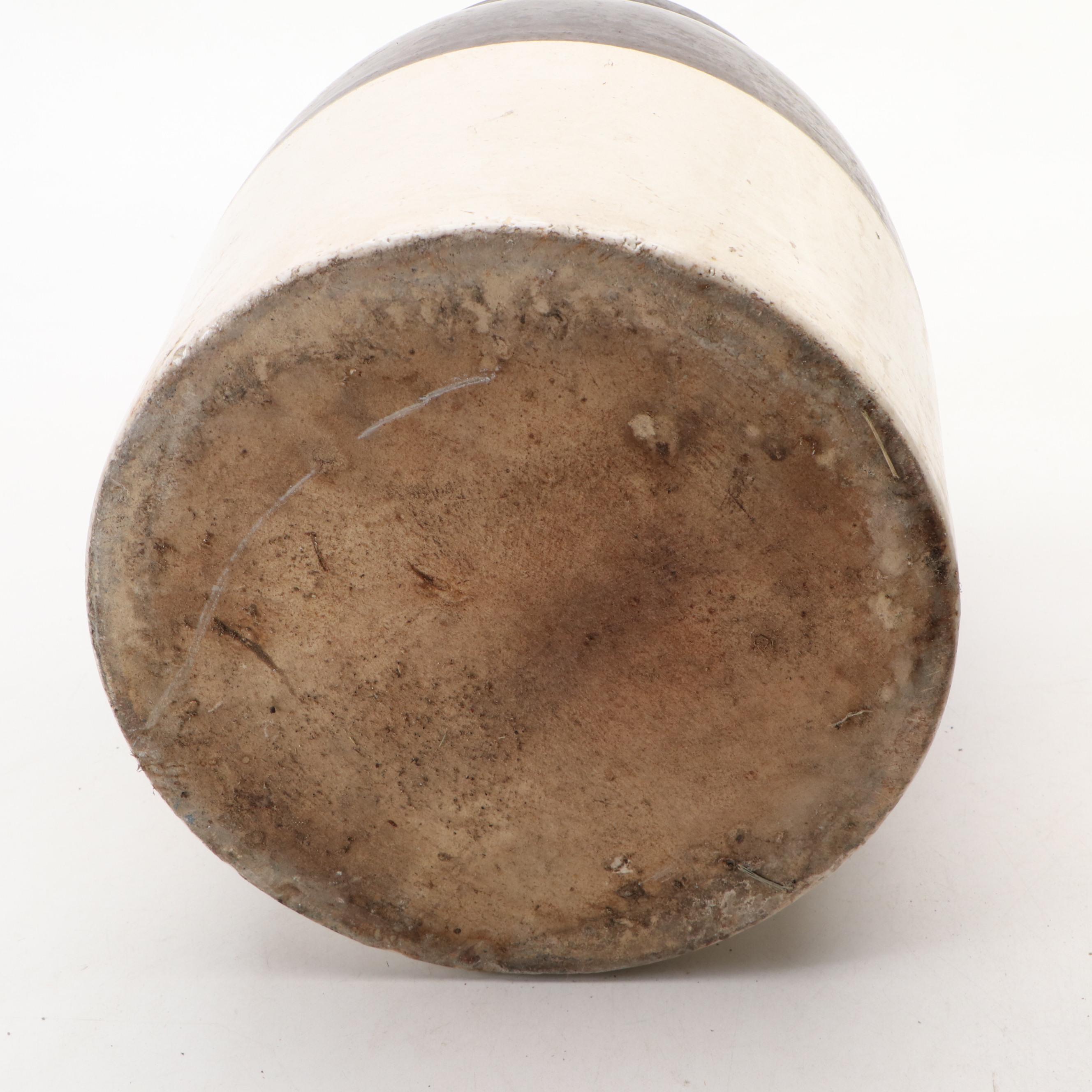 Robinson Ransbottom and Other Salt Glazed Stoneware Crocks with Art Pottery Vase