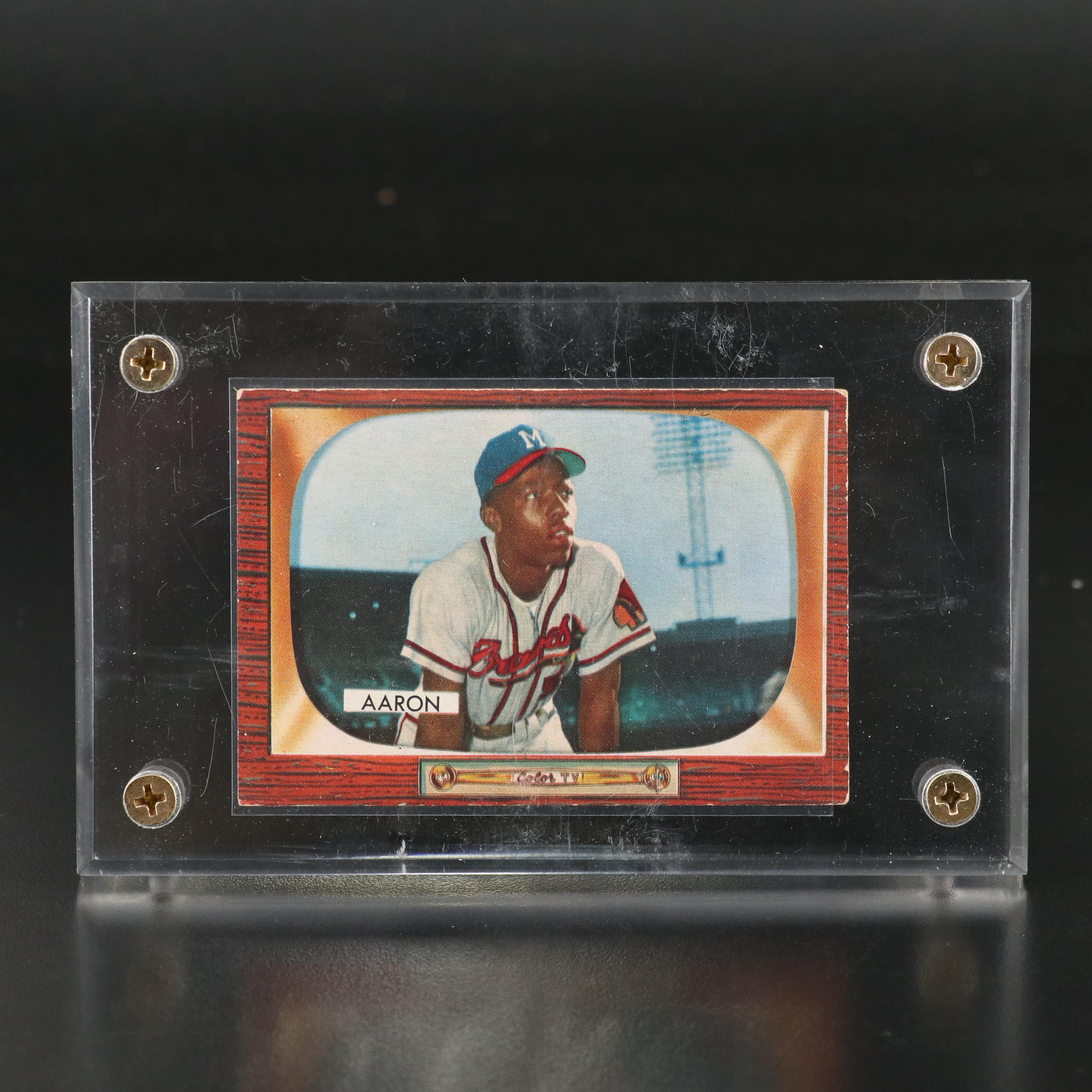 1955 Bowman Hank Aaron Milwaukee Braves Baseball Card