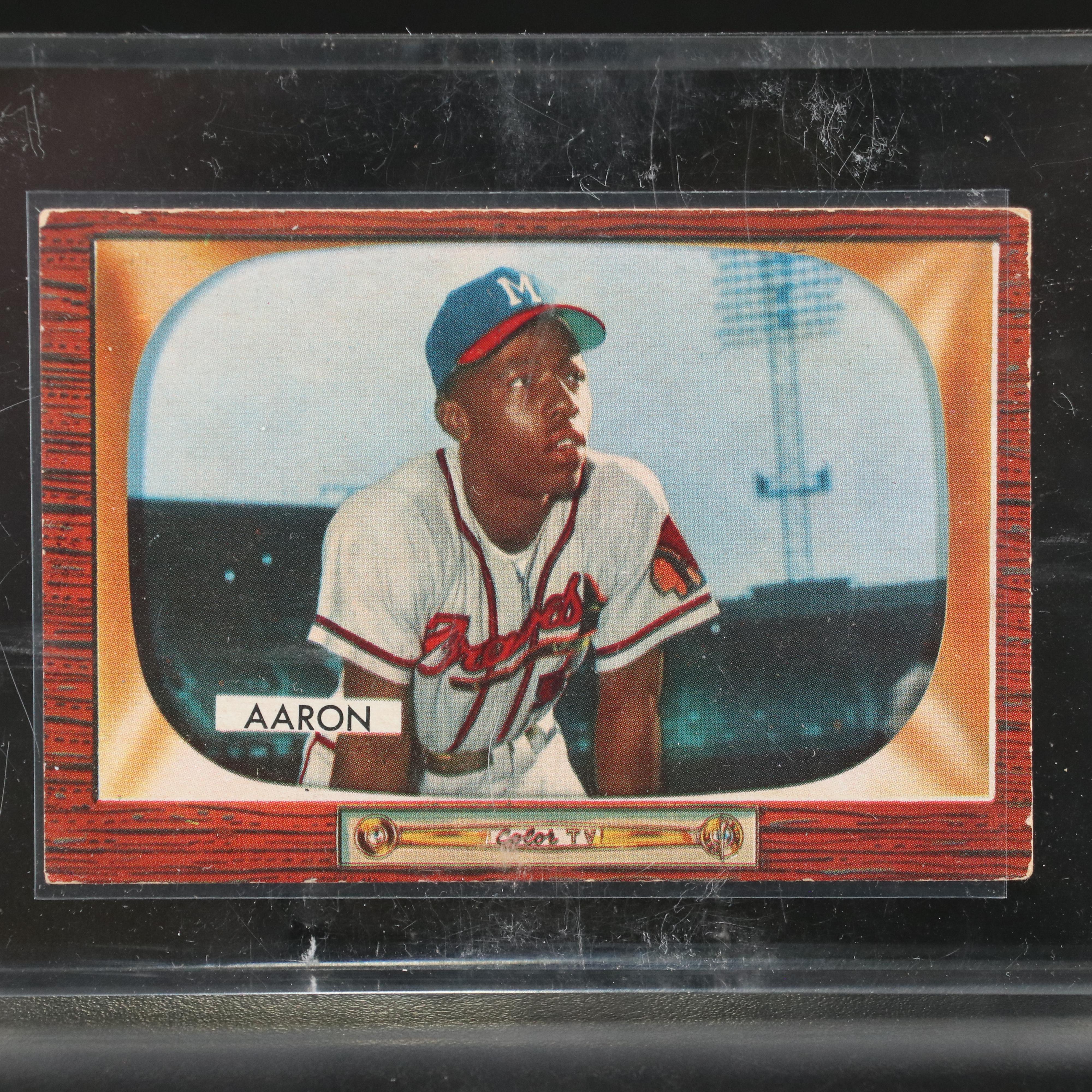 1955 Bowman Hank Aaron Milwaukee Braves Baseball Card