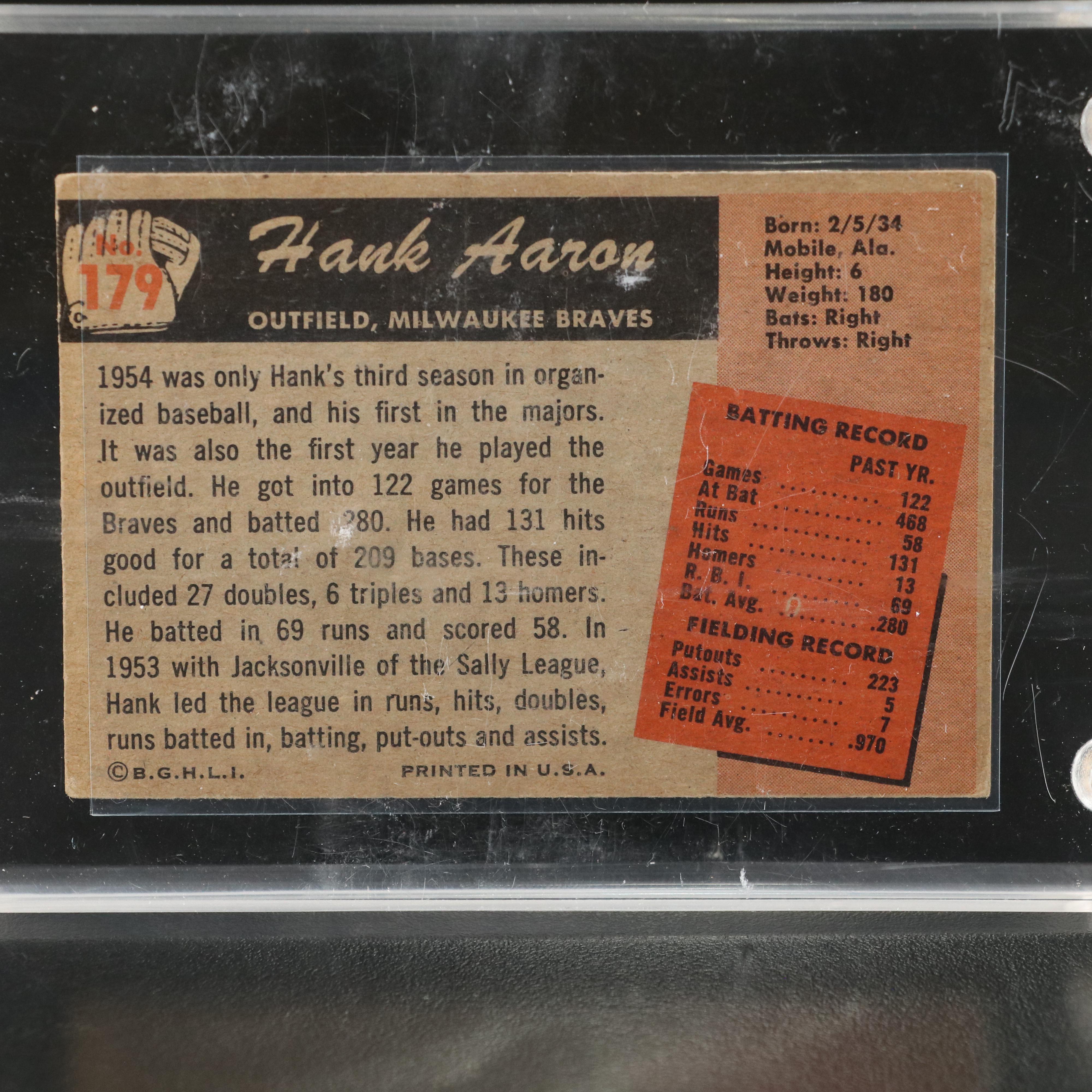 1955 Bowman Hank Aaron Milwaukee Braves Baseball Card