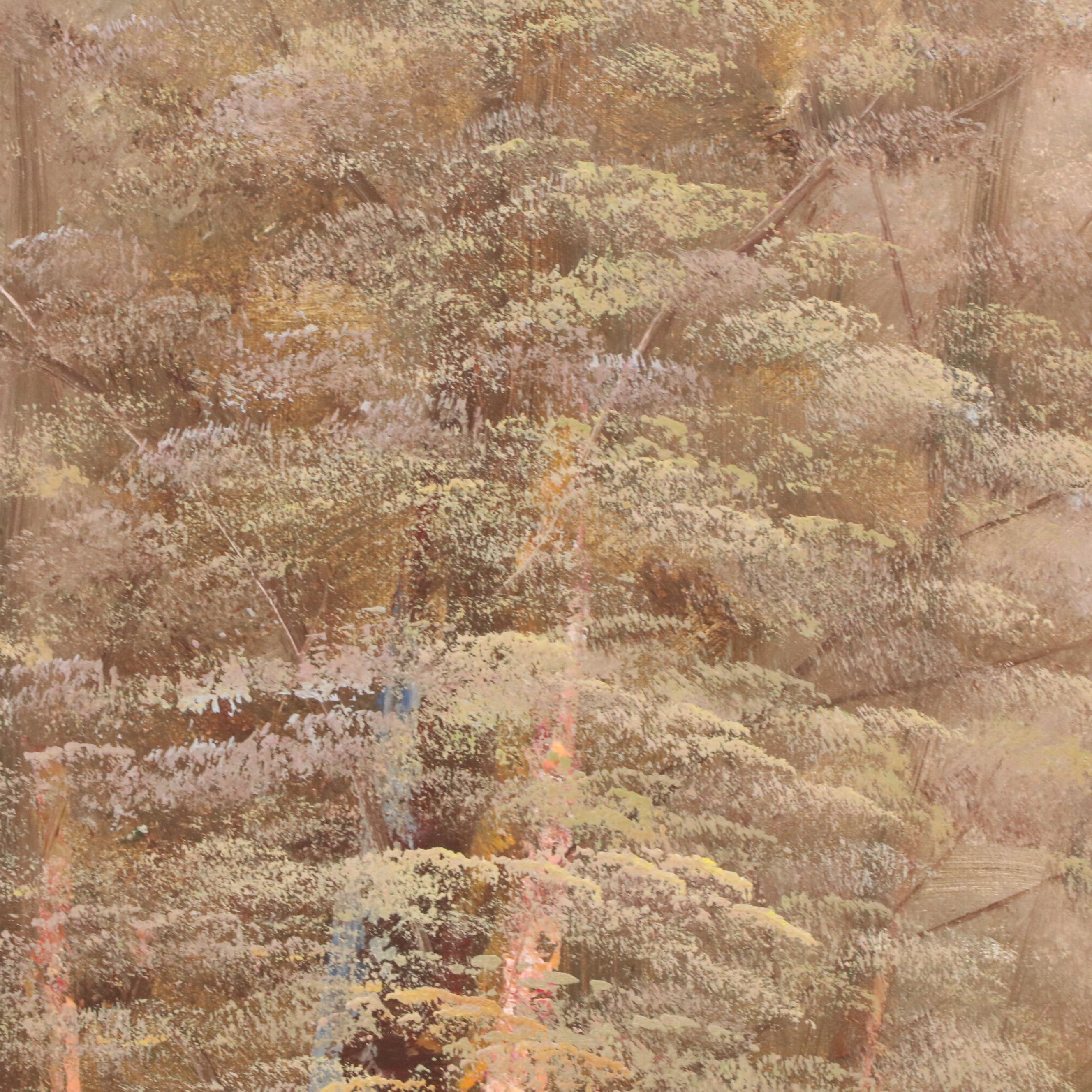 H. Wilson Landscape Oil Painting With Mill, Mid to Late 20th Century