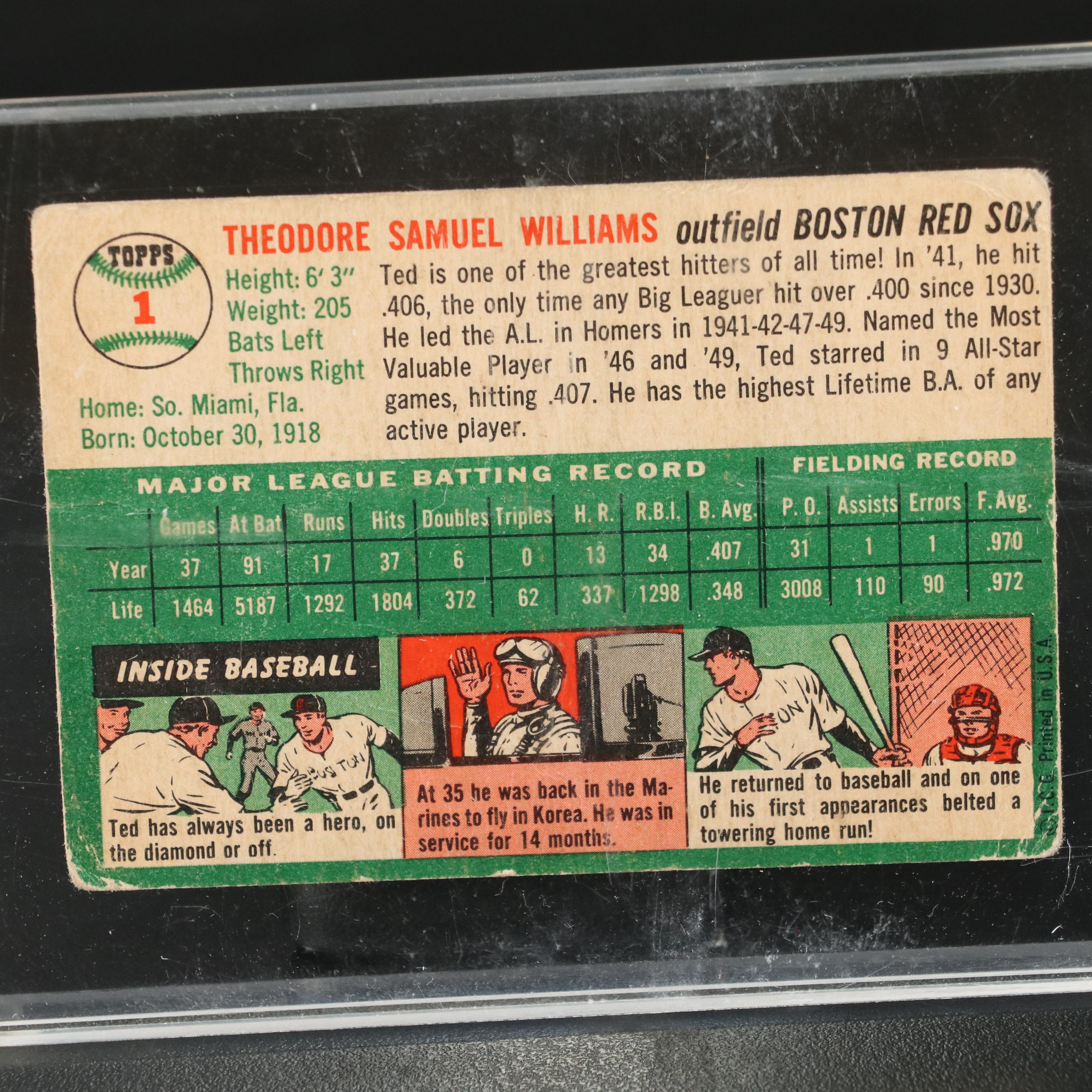 1954 and 1956 Topps Ted Williams Boston Red Sox Baseball Cards