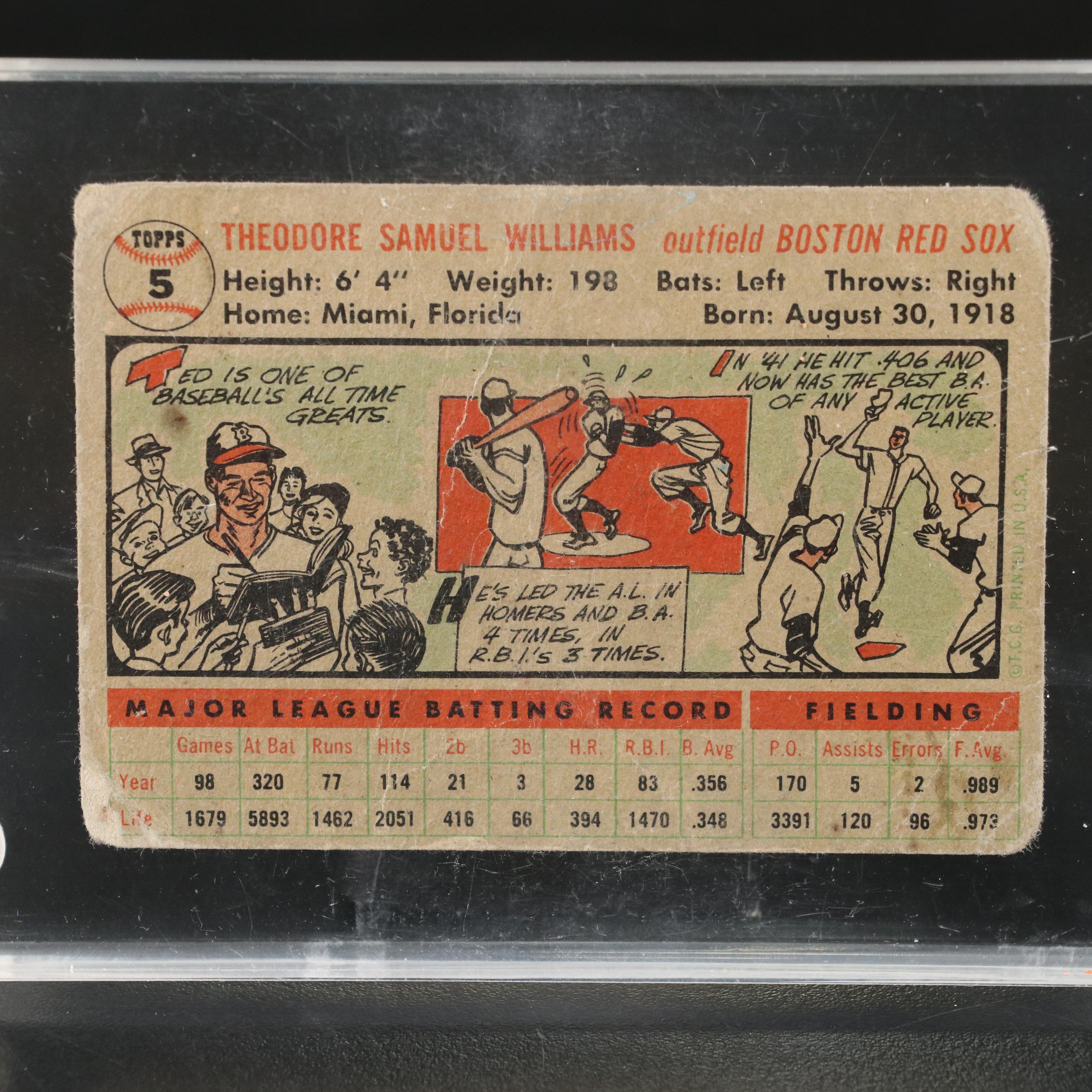 1954 and 1956 Topps Ted Williams Boston Red Sox Baseball Cards